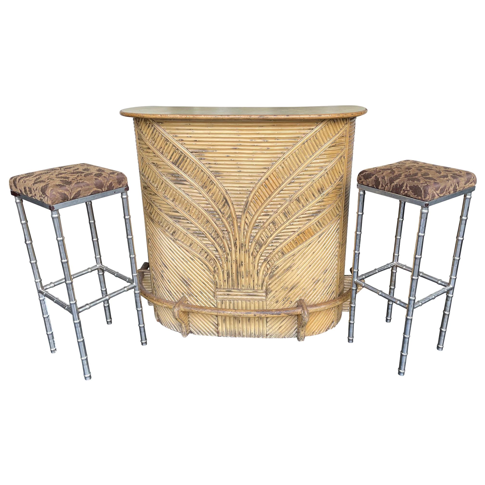 French Art Deco demi lune bar with matching stools @1930 at 1stDibs