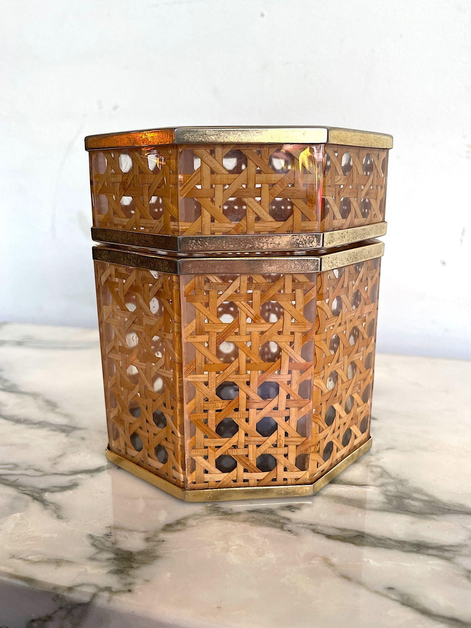 1970s, Rattan Faux and Tortoiseshell Jewelry Box In Good Condition In London, GB