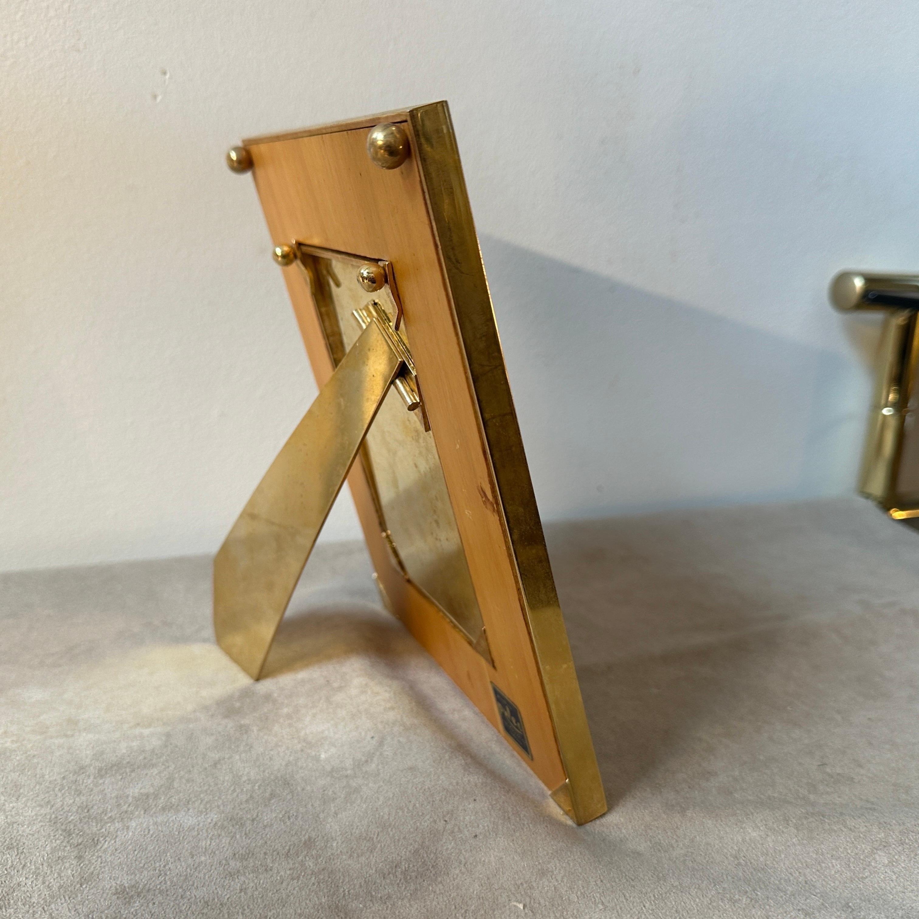20th Century A 1970s High Quality Mid-Century Modern Brass and Skin Italian Picture Frame For Sale