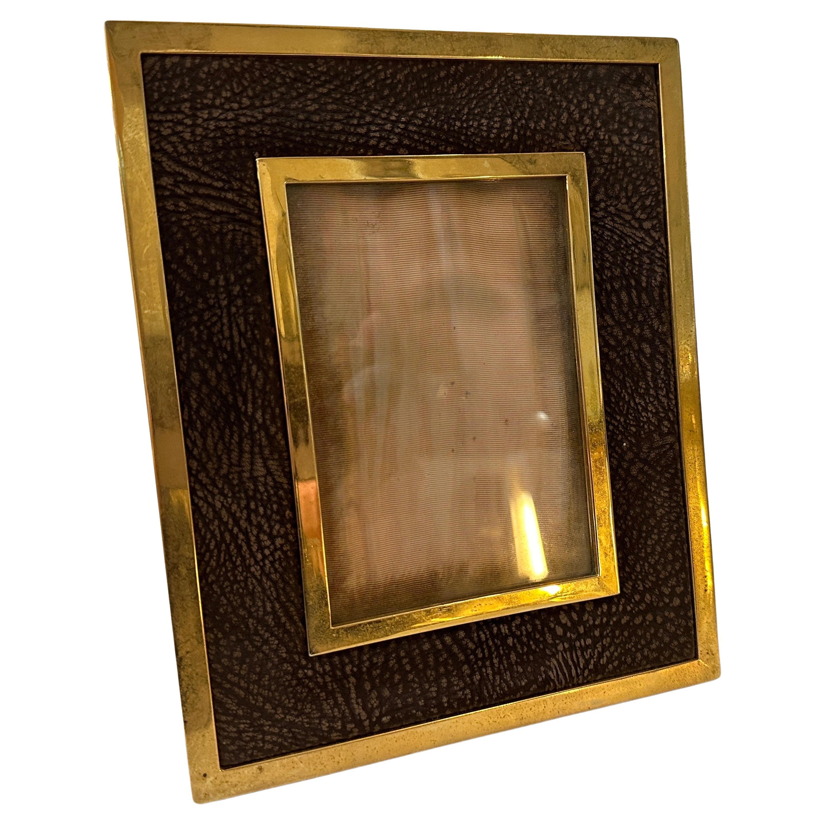 A 1970s High Quality Mid-Century Modern Brass and Skin Italian Picture Frame