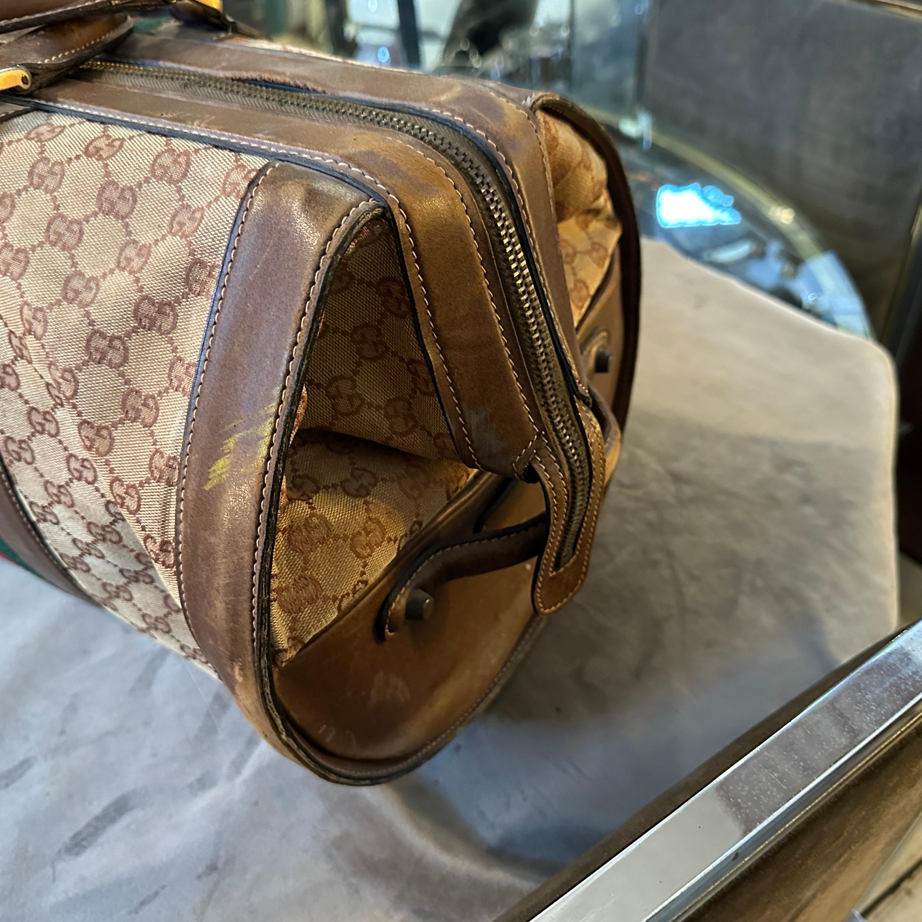 Brown A 1970s Iconic GG Monogram Bowling Bag by Gucci For Sale