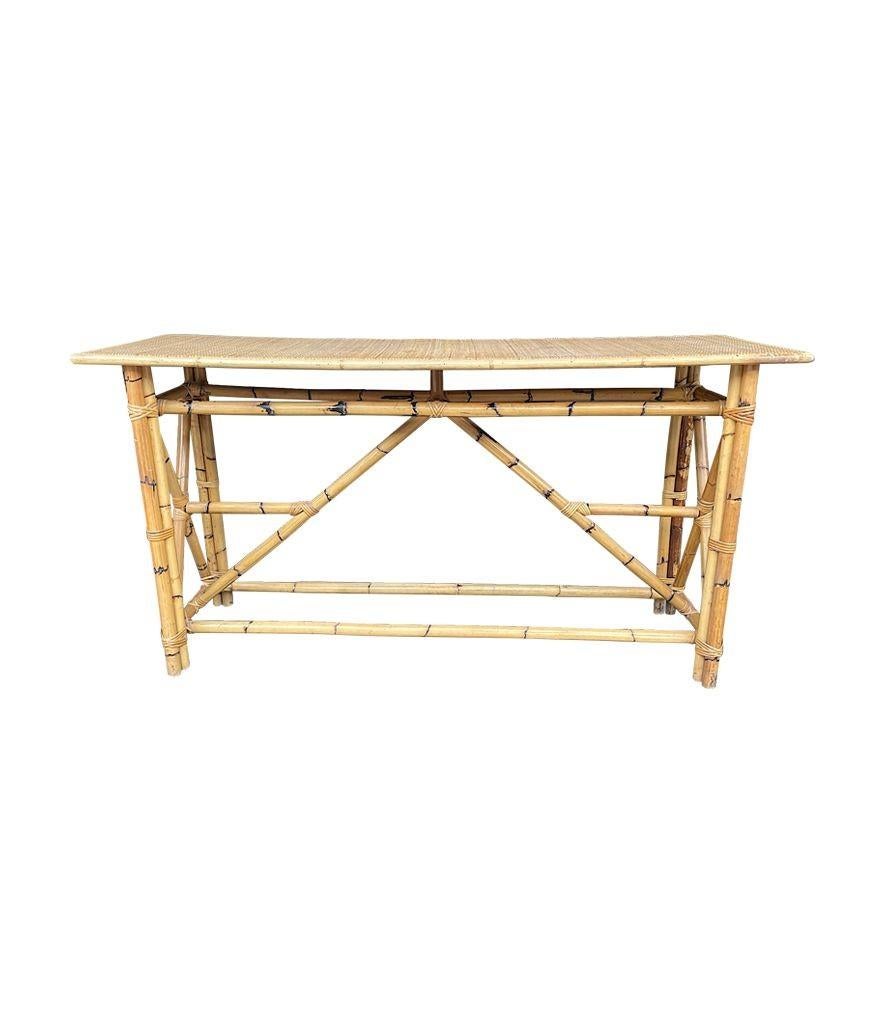 1970s Italian Bamboo and Rattan Console Table In Good Condition For Sale In London, GB