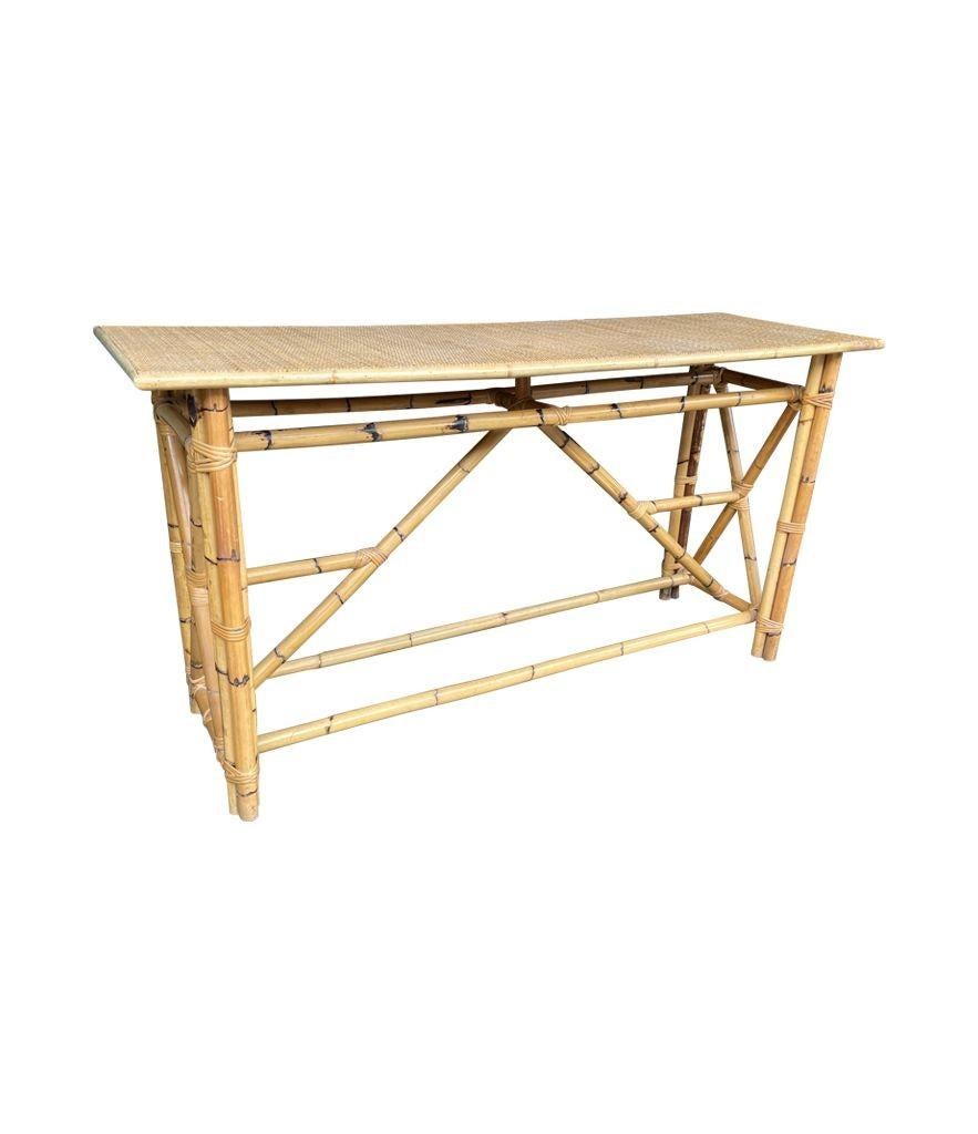 1970s Italian Bamboo and Rattan Console Table For Sale 2