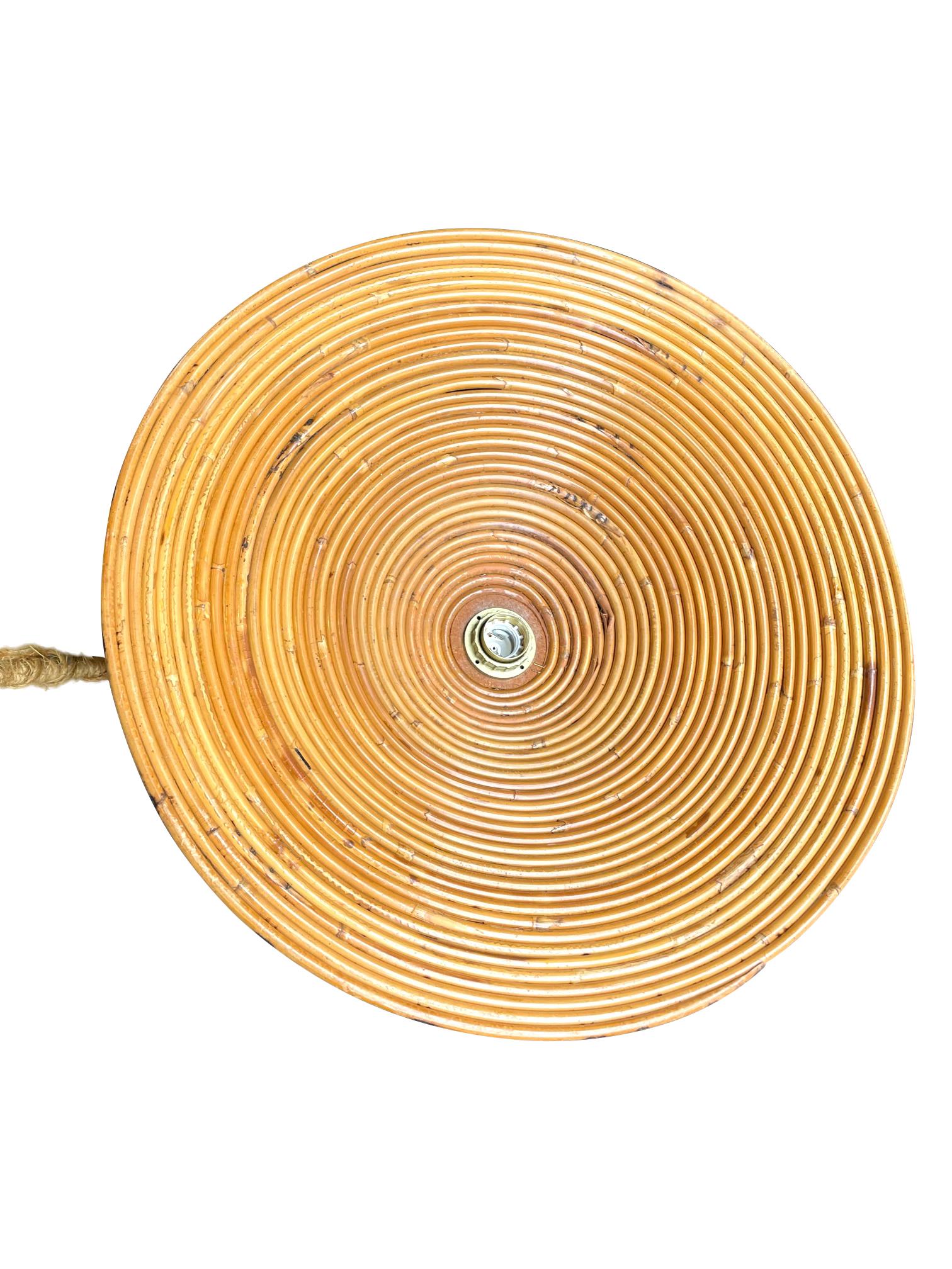 1970s Italian Bamboo Circular Pendant Light 1