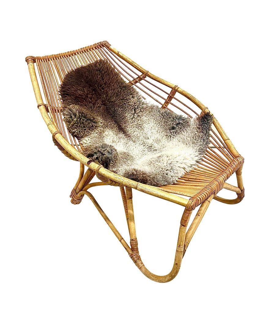 1970s Italian Riviera Bamboo Lounge Chair in the Style of Franco Albini In Good Condition For Sale In London, GB