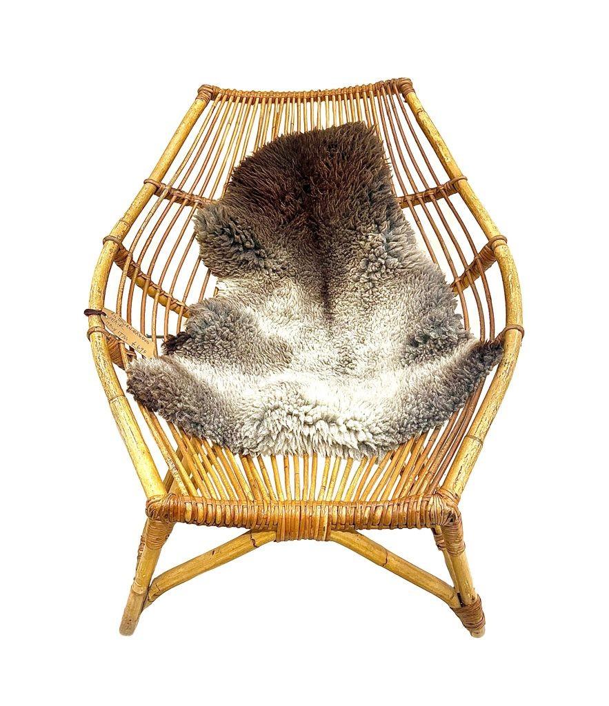 1970s Italian Riviera Bamboo Lounge Chair in the Style of Franco Albini For Sale 1