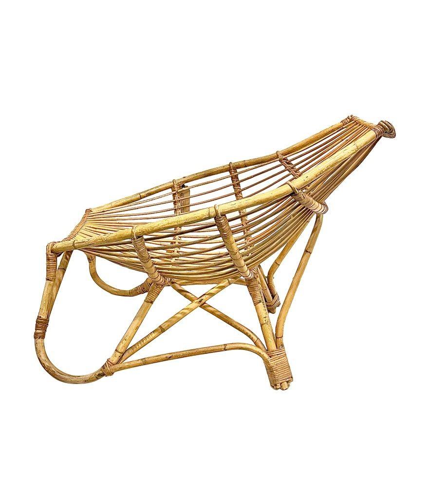 1970s Italian Riviera Bamboo Lounge Chair in the Style of Franco Albini For Sale 3