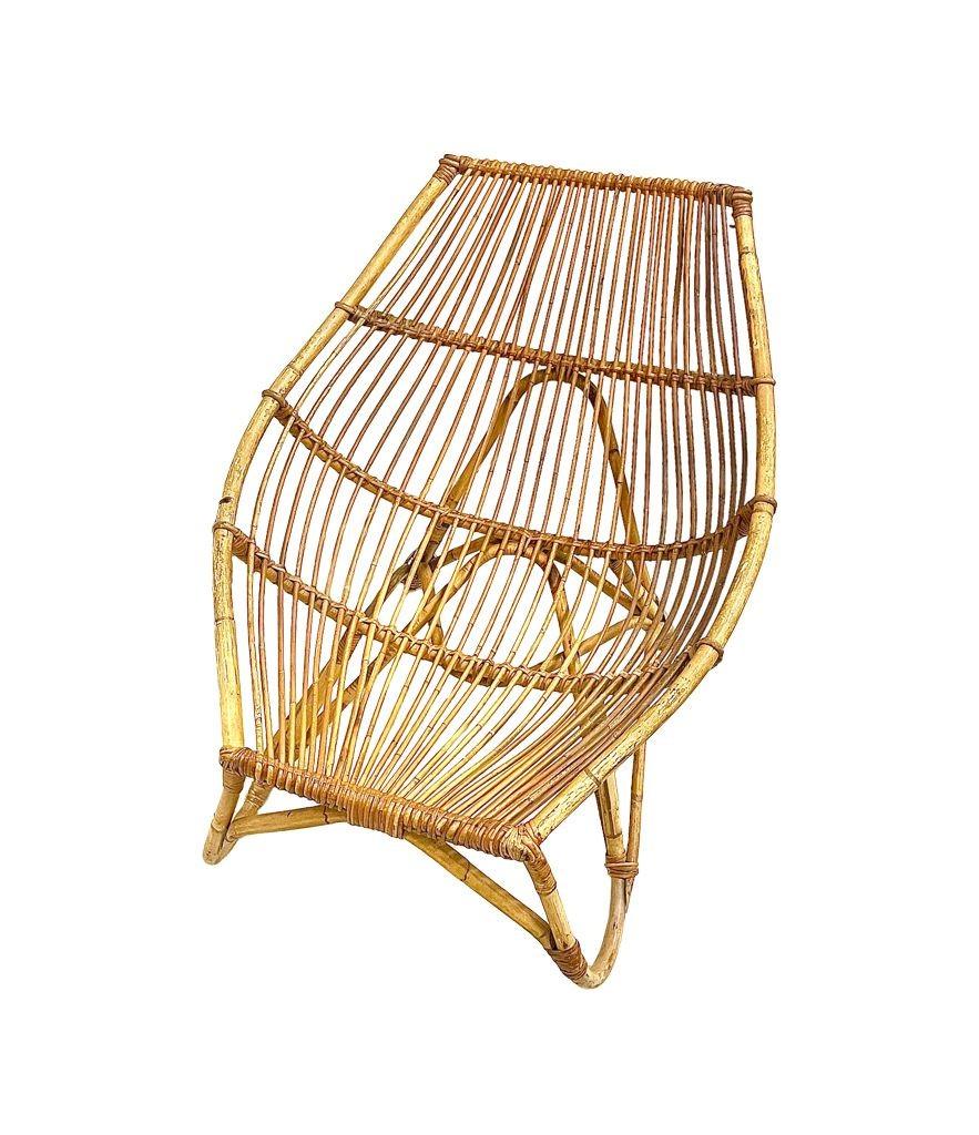 1970s Italian Riviera Bamboo Lounge Chair in the Style of Franco Albini For Sale 4