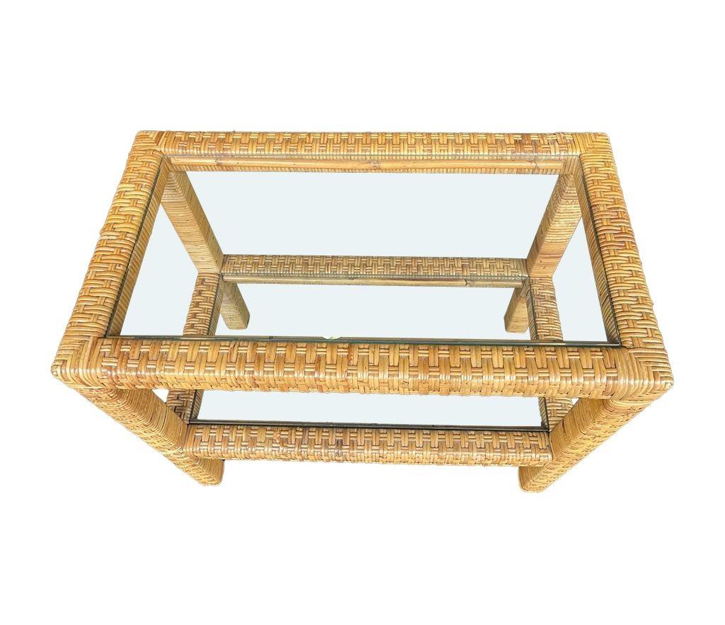 A 1970s Italian woven rattan mirror with matching console table For Sale 2