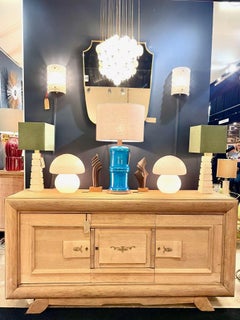 A 1970s large Italian faux bamboo ceramic blue lamp with brass fittings