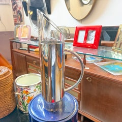 A 1970s Lino Sabattini Minimalist Silver Plated and Glass Jug Vase