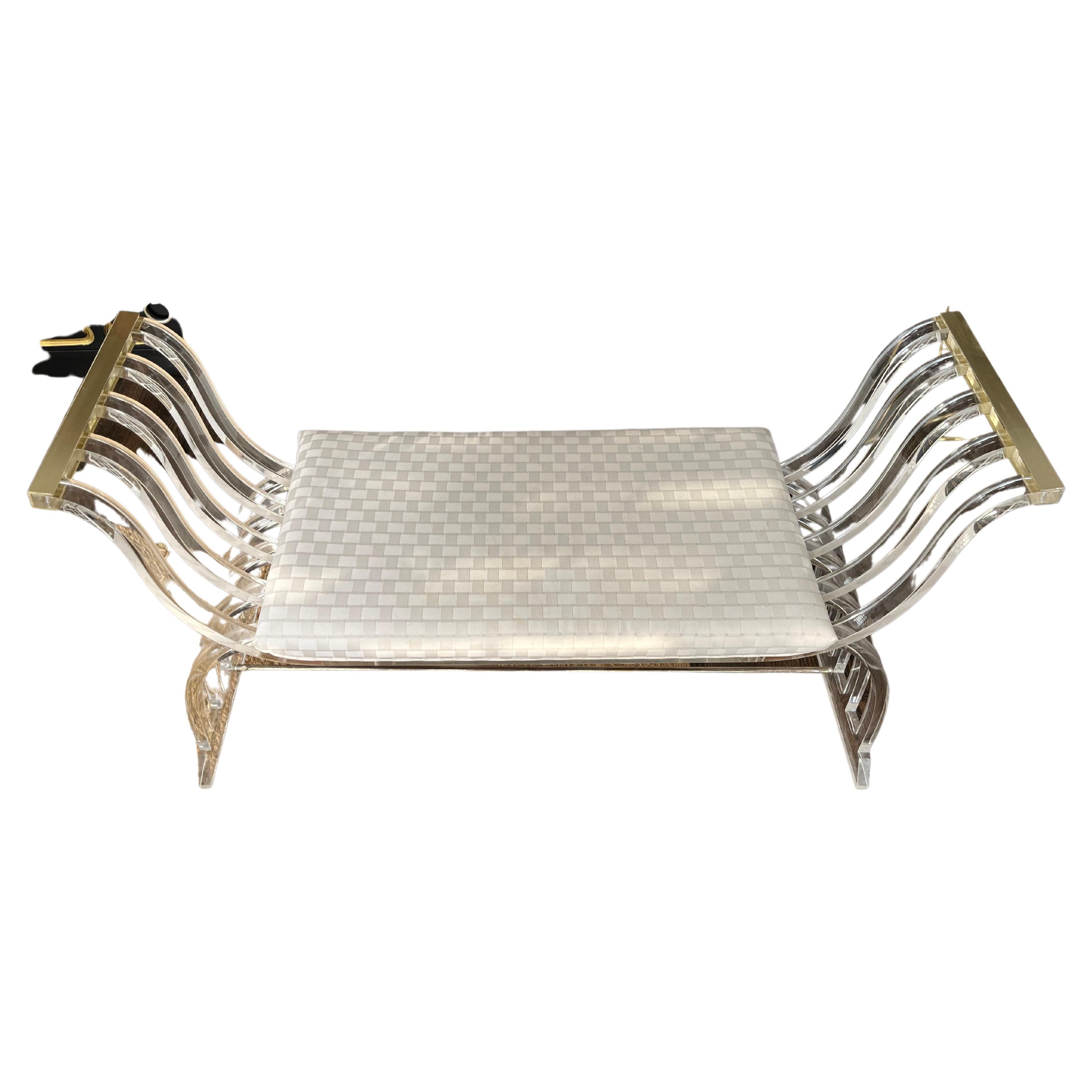 1970s Lucite and Upholstered Bench by Hill Manufacturing Corp.