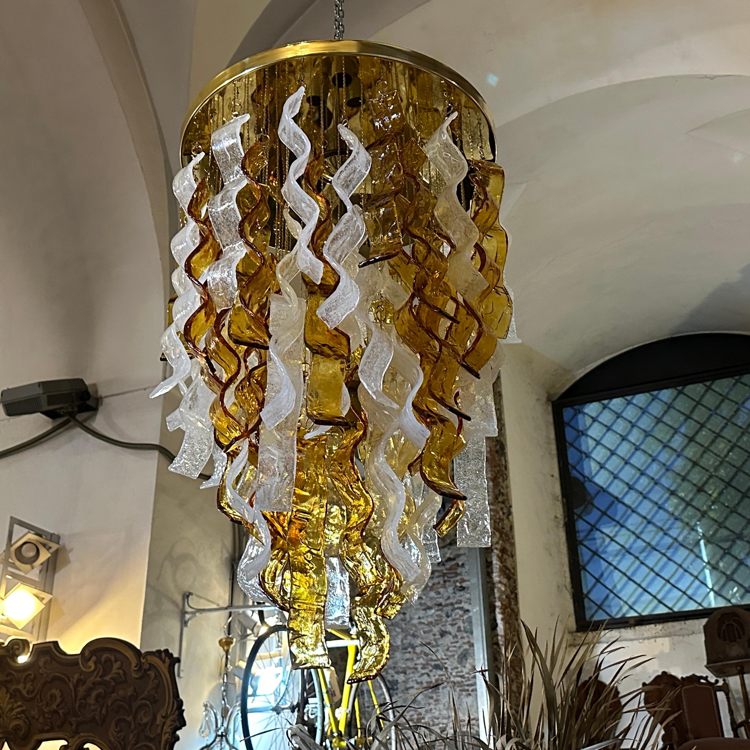 A 1970s Mazzega Mid-Century Modern Murano Glass Huge Cascade Chandelier For Sale 5