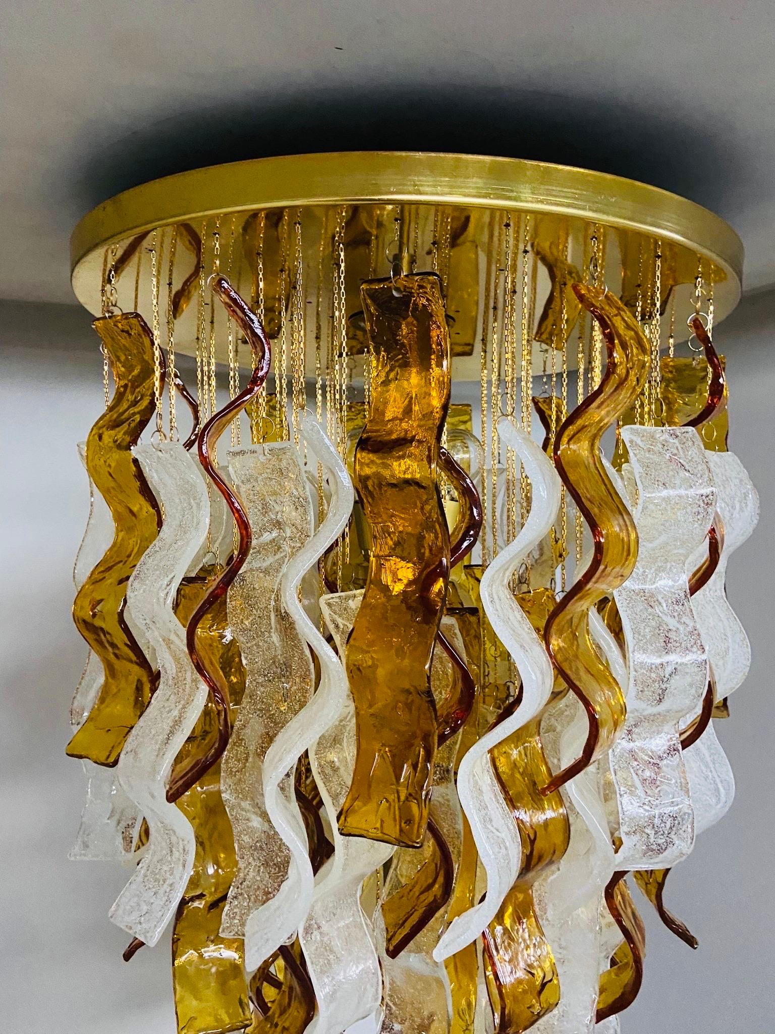 Italian A 1970s Mazzega Mid-Century Modern Murano Glass Huge Cascade Chandelier For Sale