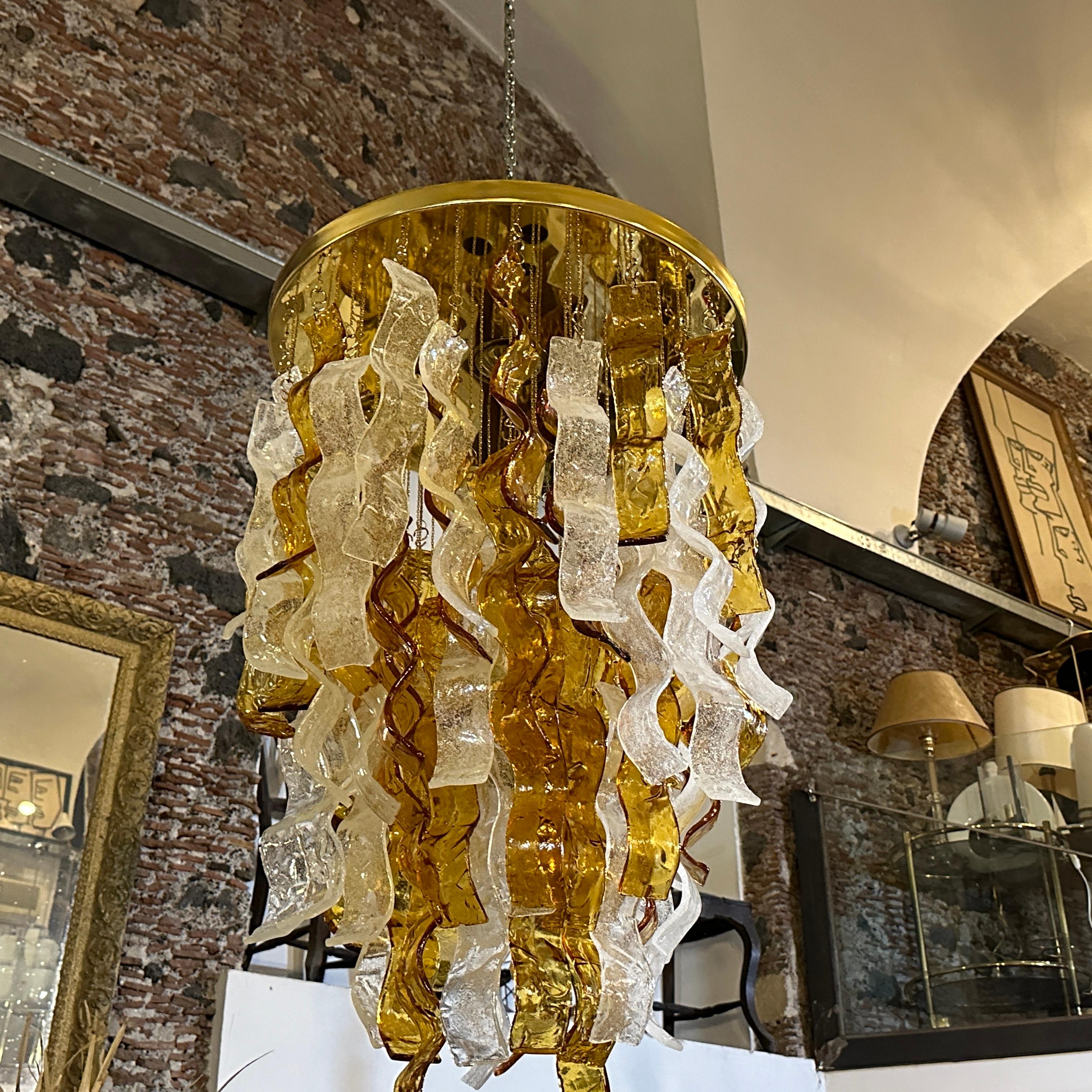 A 1970s Mazzega Mid-Century Modern Murano Glass Huge Cascade Chandelier For Sale 1