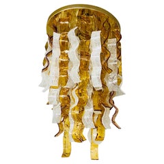 Lustre à grande cascade en verre de Murano moderne du milieu du siècle dernier des années 1970.