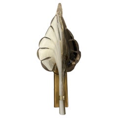 Vintage A 1970s Mid-Century Modern Murano Glass Leaf Wall Sconce by Franco Luce