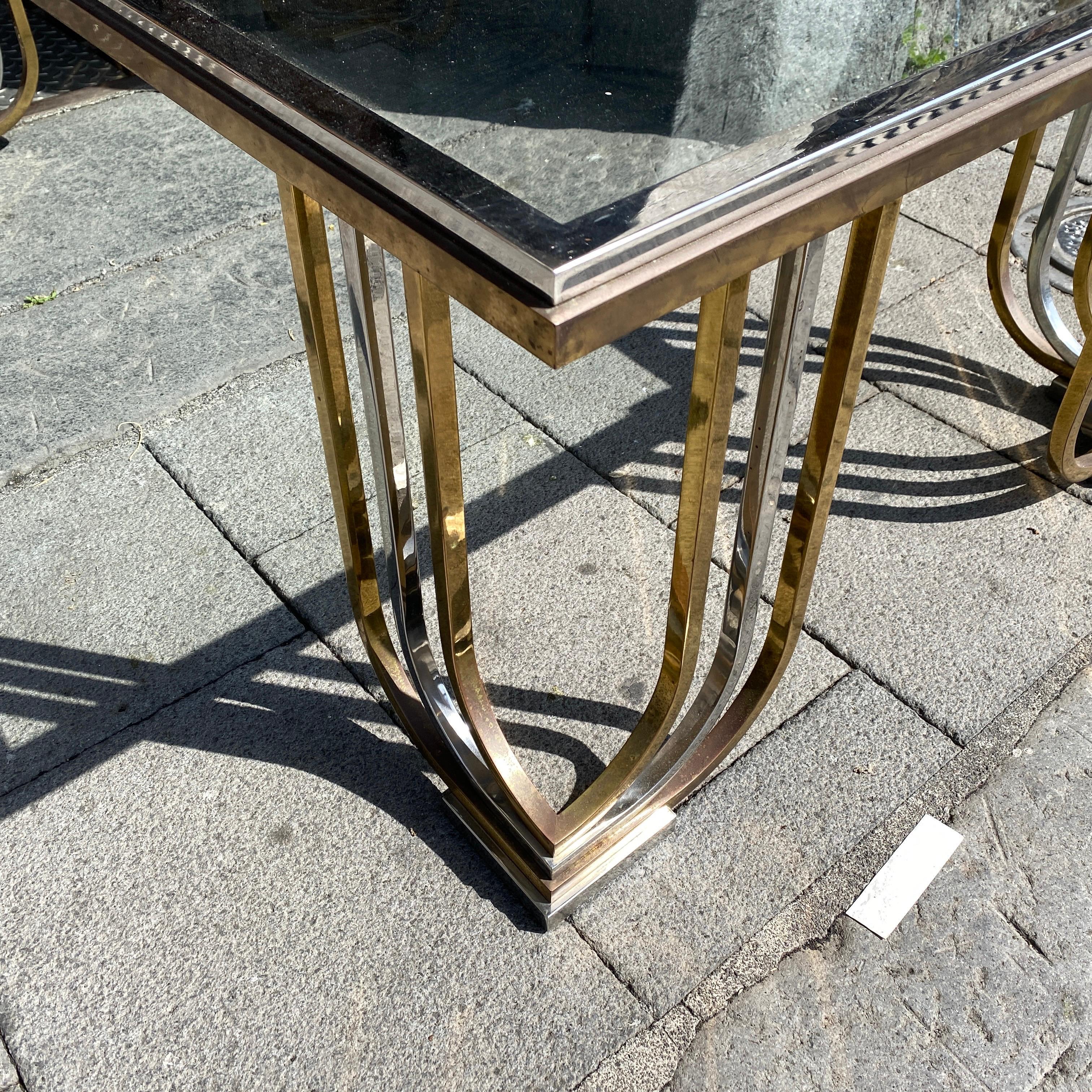 1970s Mid-Century Modern Steel Chromed and Brass Coffee Table by Banci Firenze In Good Condition In Aci Castello, IT
