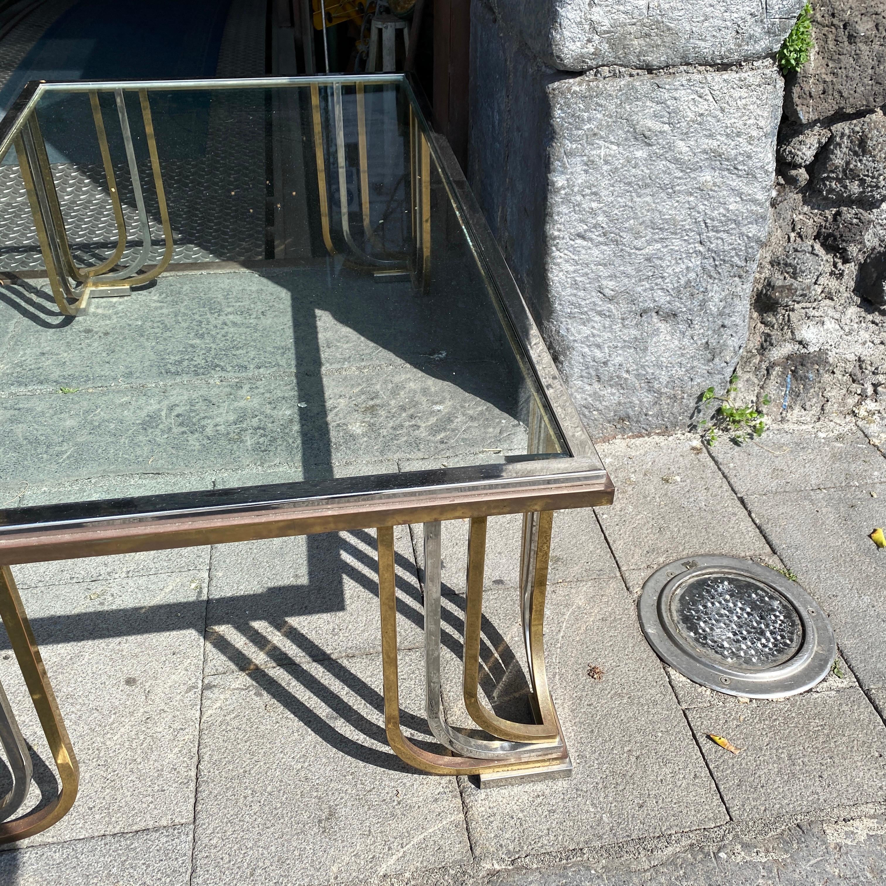 20th Century 1970s Mid-Century Modern Steel Chromed and Brass Coffee Table by Banci Firenze