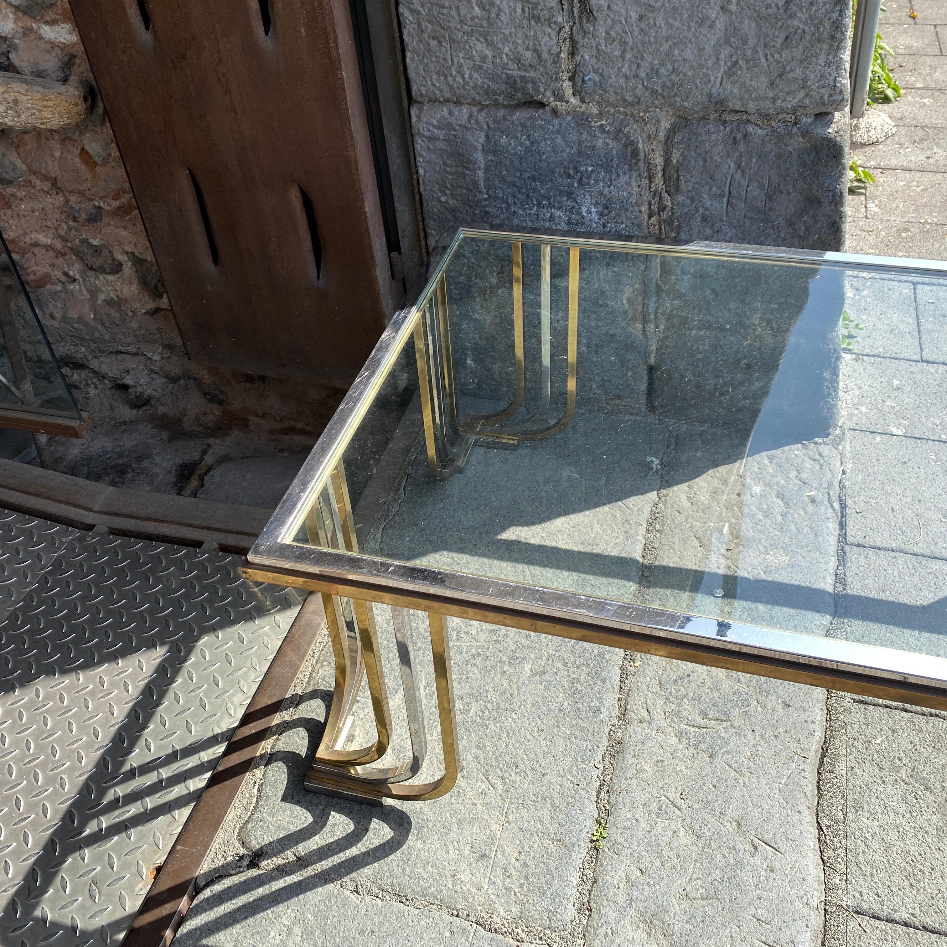 1970s Mid-Century Modern Steel Chromed and Brass Coffee Table by Banci Firenze 1
