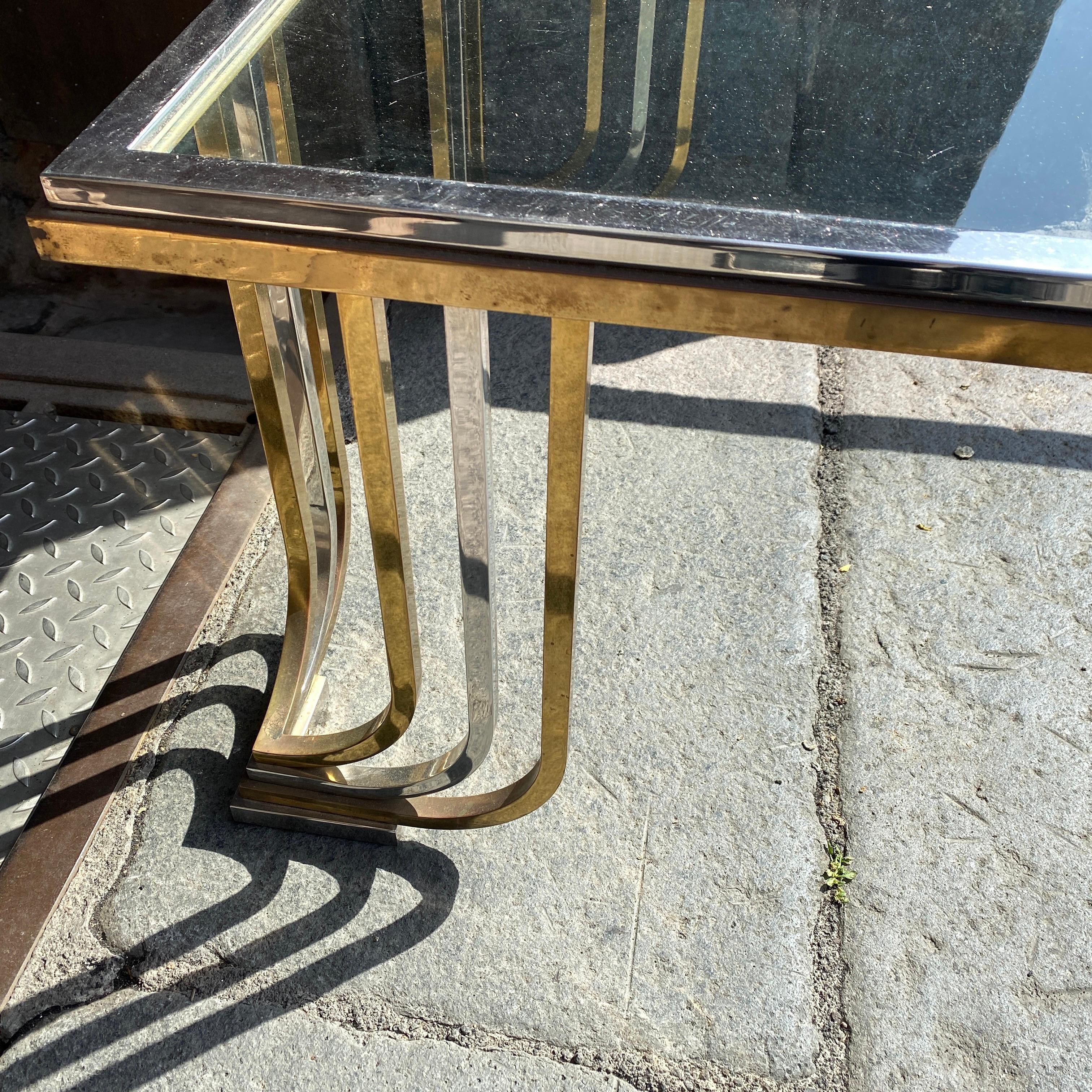 1970s Mid-Century Modern Steel Chromed and Brass Coffee Table by Banci Firenze 2