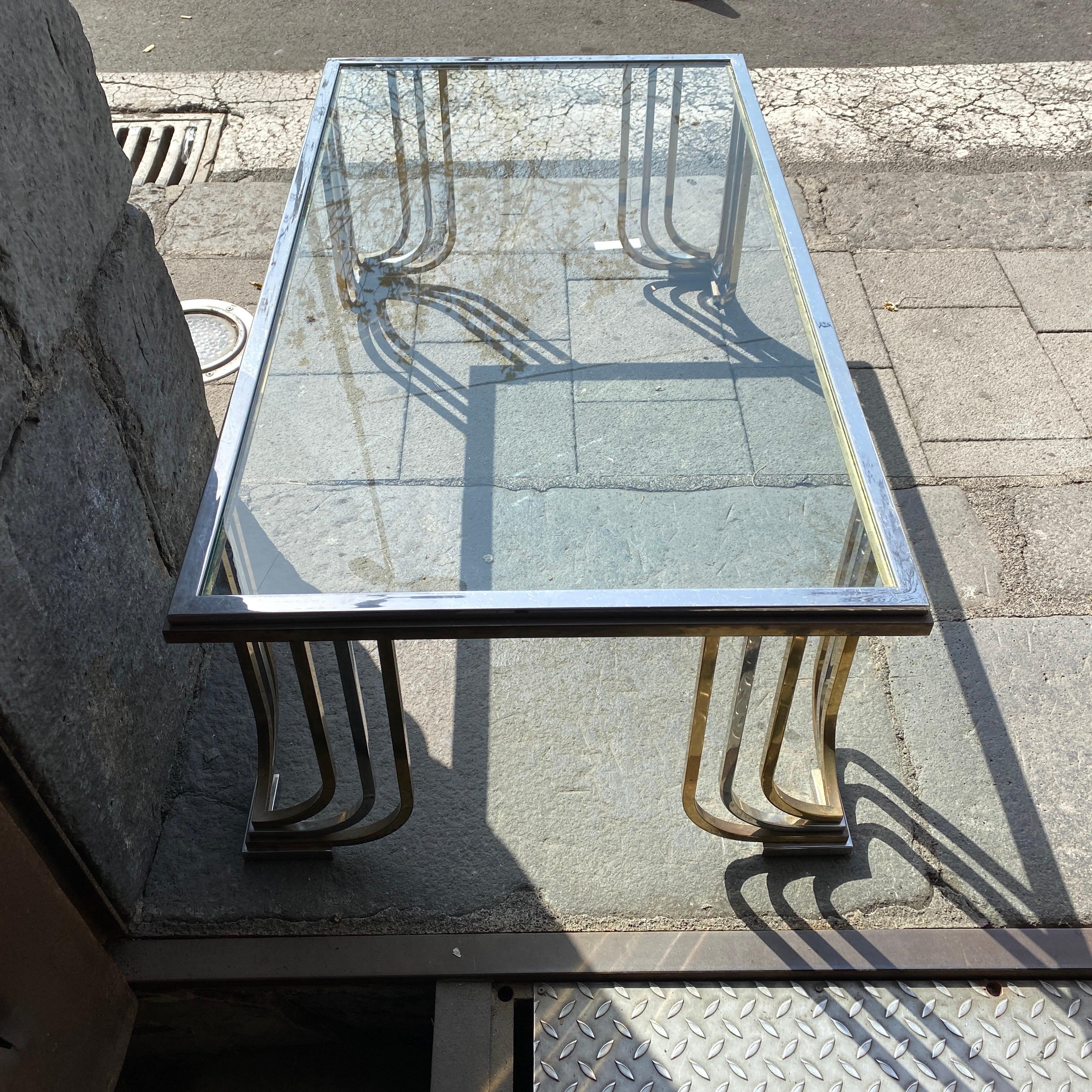 1970s Mid-Century Modern Steel Chromed and Brass Coffee Table by Banci Firenze 3