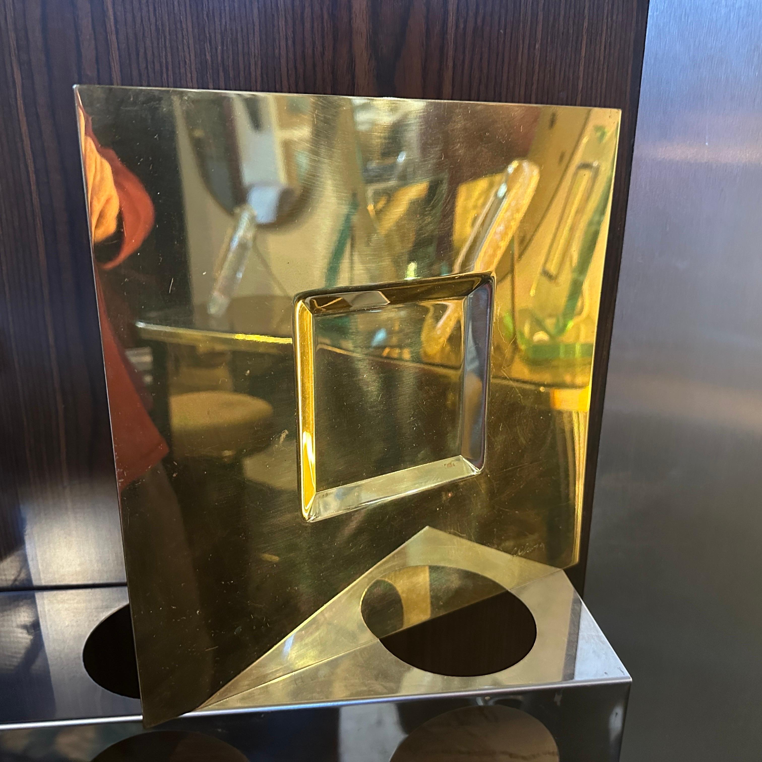 A 1970s Minimalist Gold Plated Square Tray by Carlo Scarpa for Cleto Munari For Sale 8