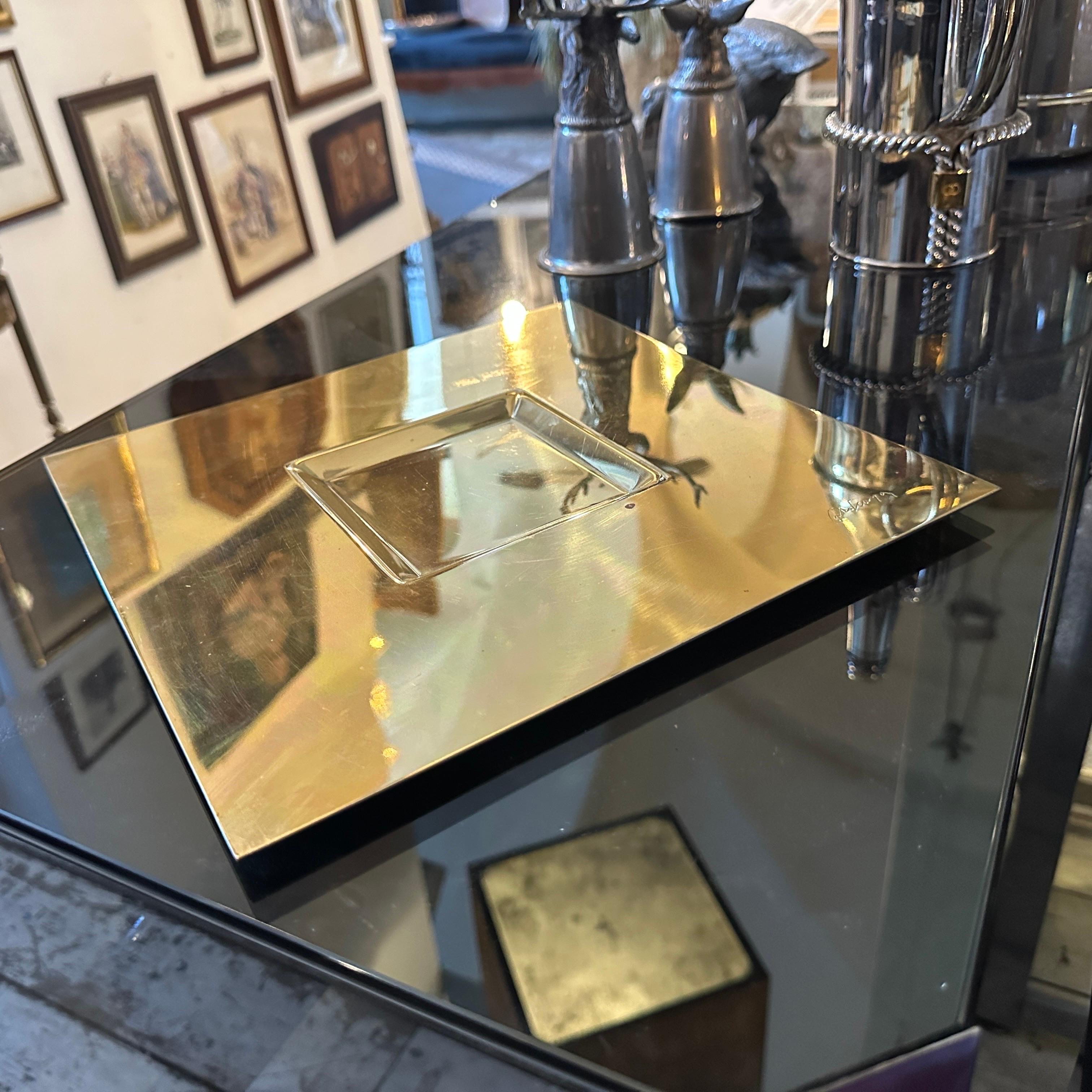 20th Century A 1970s Minimalist Gold Plated Square Tray by Carlo Scarpa for Cleto Munari For Sale