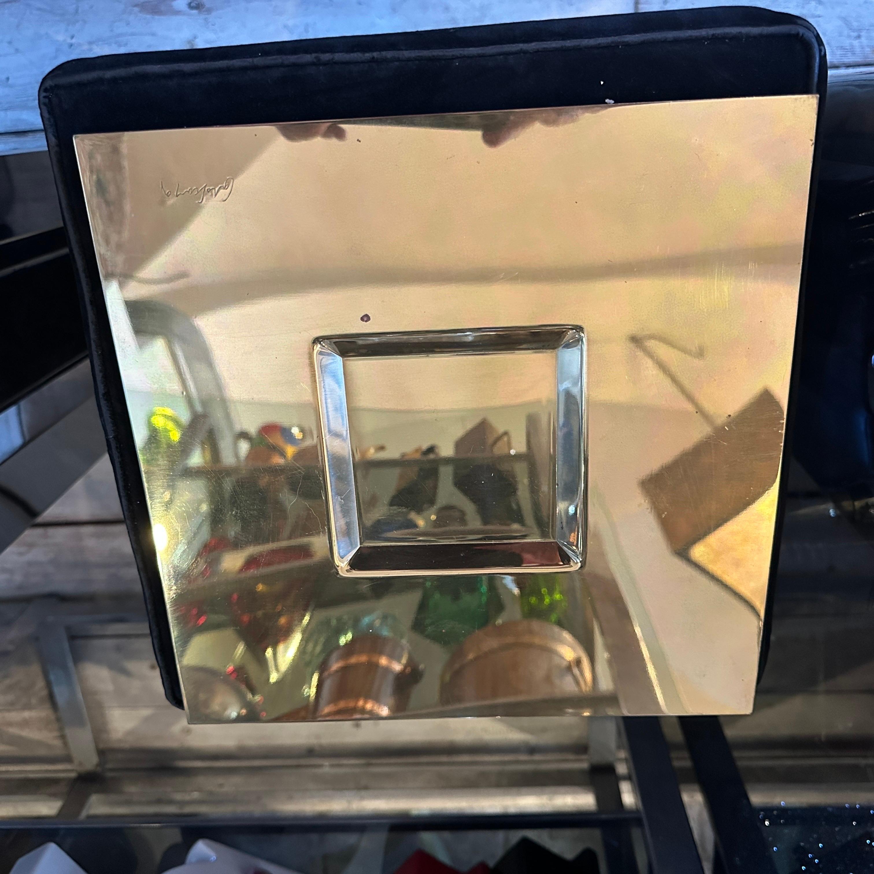 A 1970s Minimalist Gold Plated Square Tray by Carlo Scarpa for Cleto Munari For Sale 1