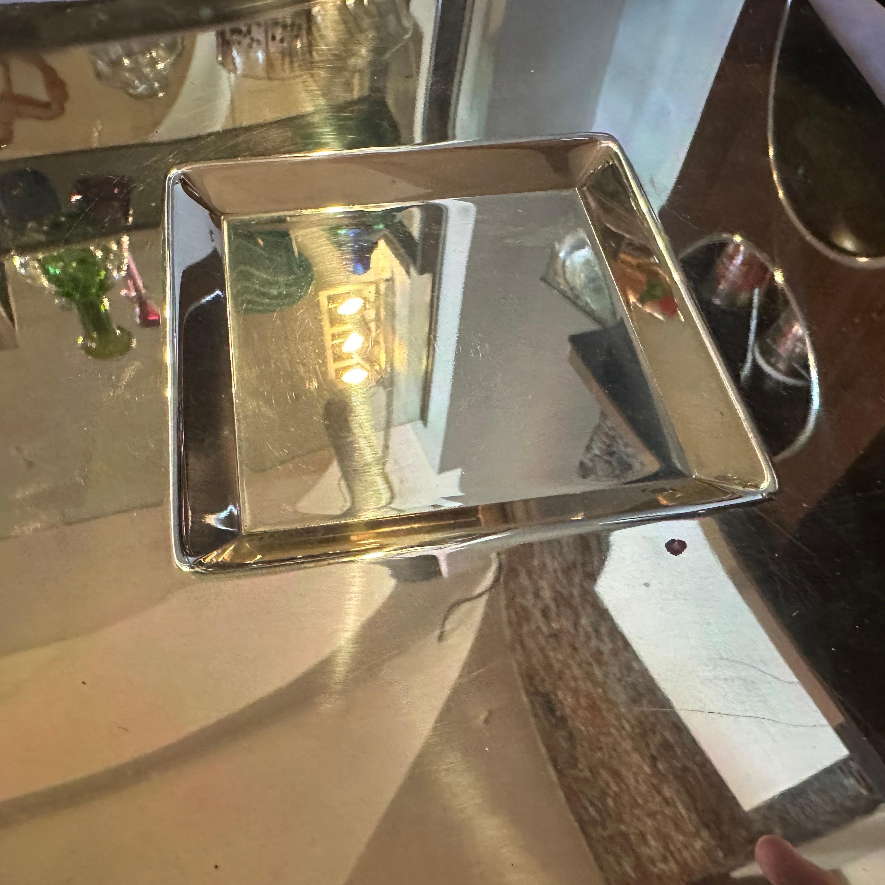 A 1970s Minimalist Gold Plated Square Tray by Carlo Scarpa for Cleto Munari For Sale 2