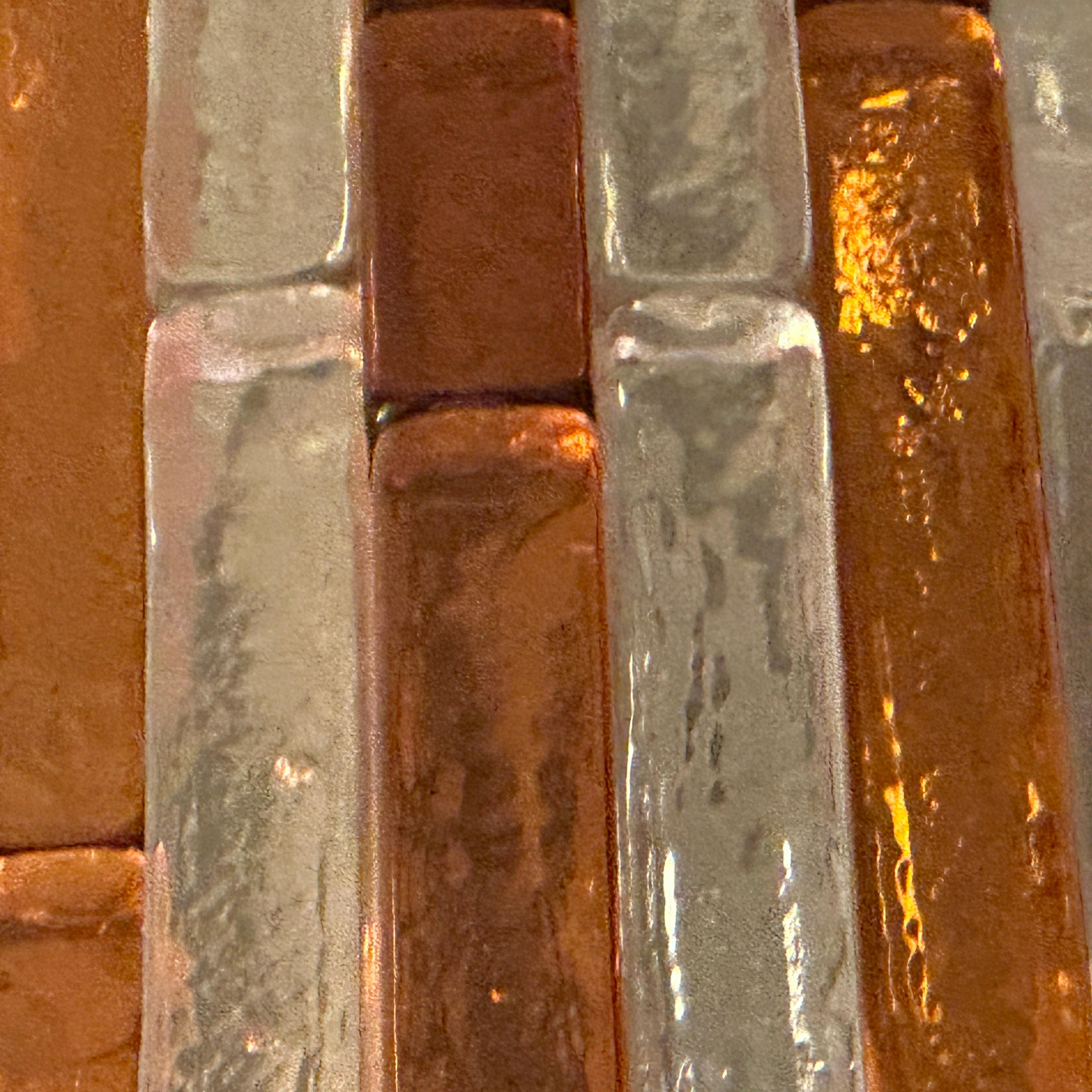 A 1970s Brutalist Amber and Clear Stacked Glass Linea Wall Sconce by Poliarte For Sale 3