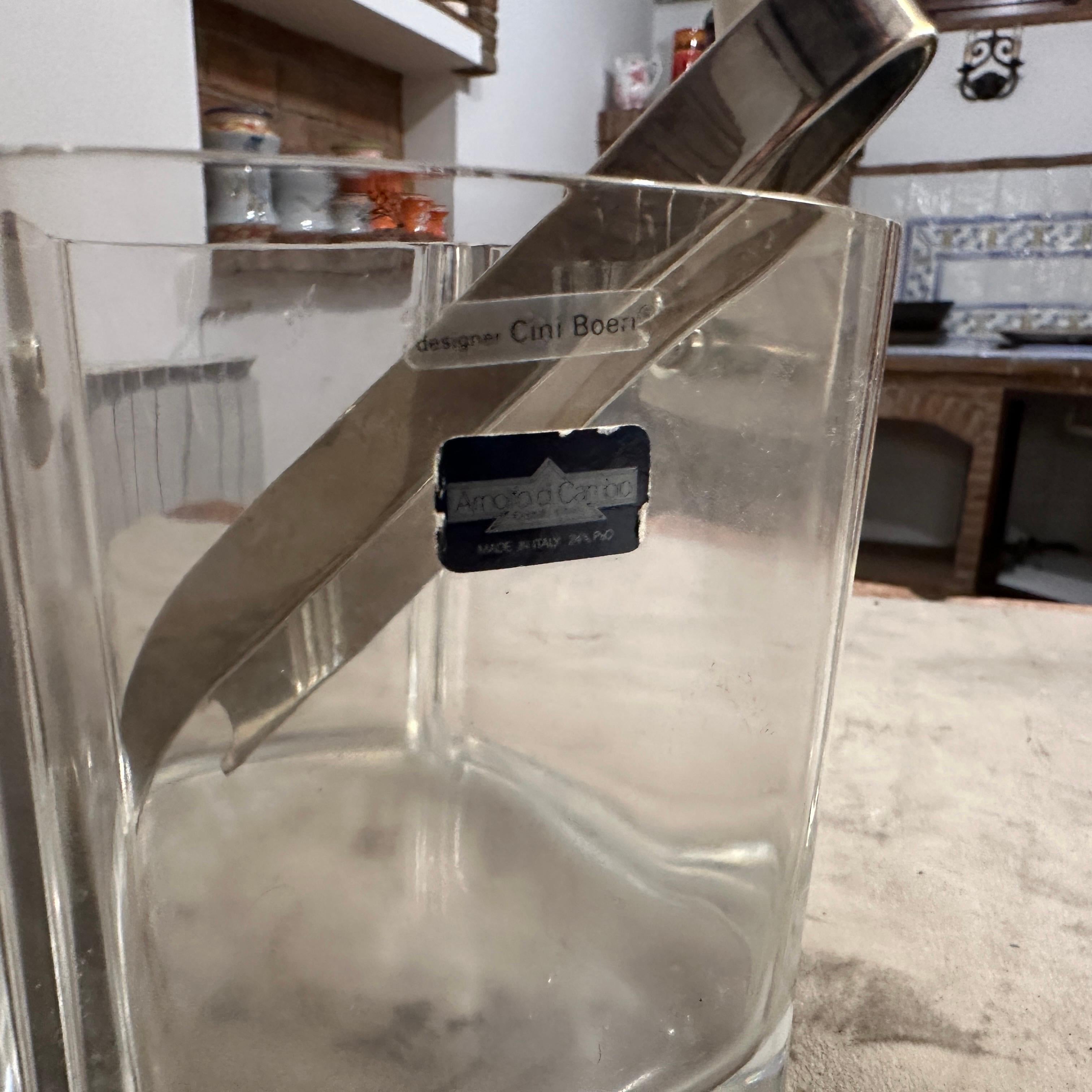 Seau à glace moderne Arnolfo Di Cambio des années 1970 avec une pince à glace Lino Sabattini en vente 8