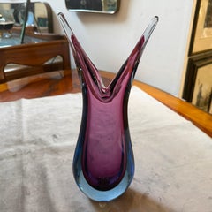 A 1970s Modern Purple and Blue Sommerso Murano Glass Vase by Flavio Poli