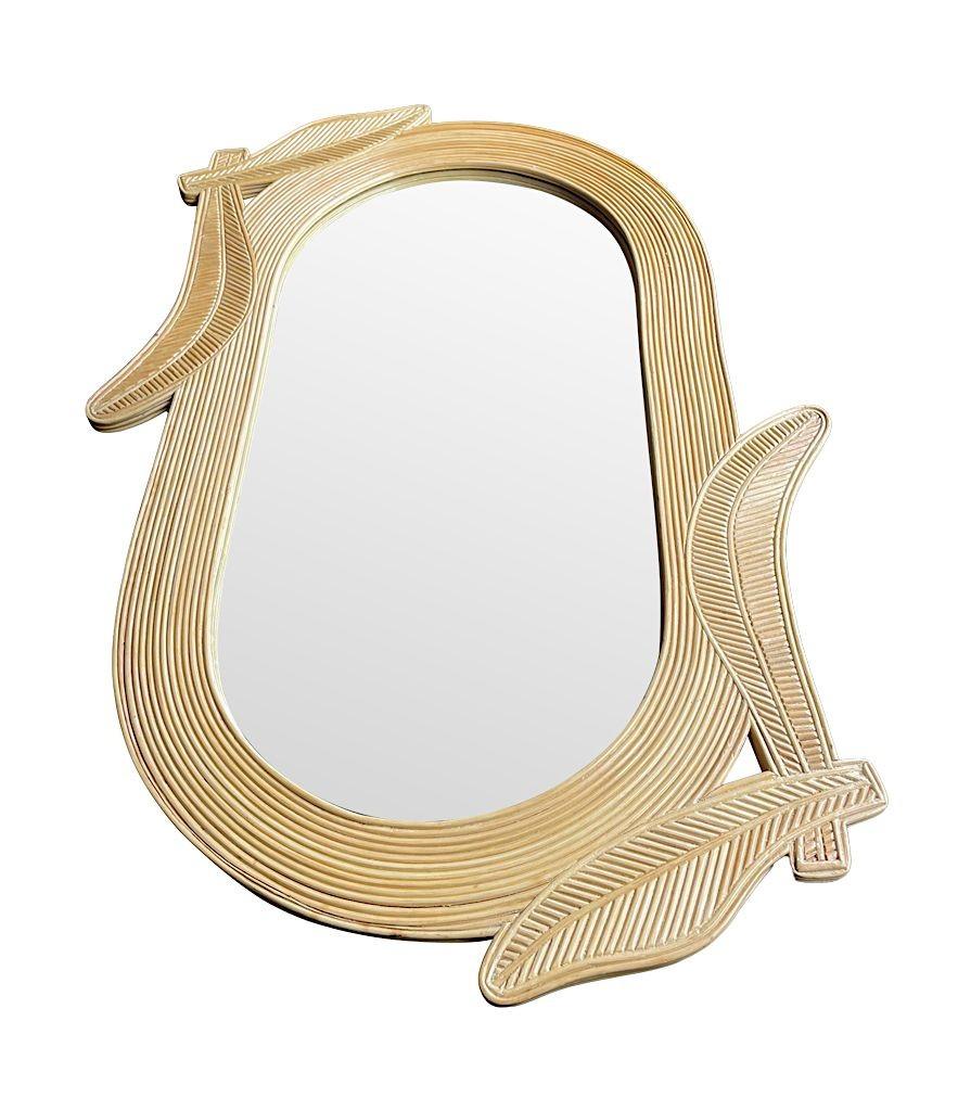 1970s Oval Shaped Pencil Reed Bamboo Mirror by Vivai del Sud In Good Condition In London, GB