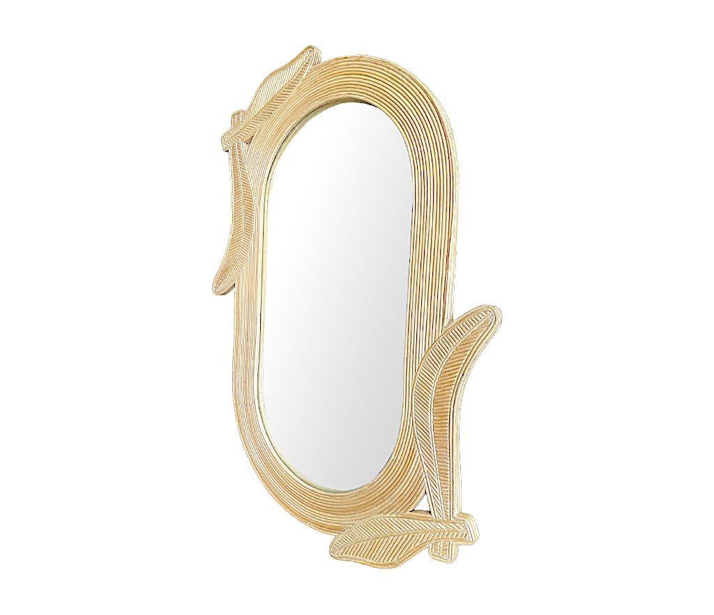 1970s Oval Shaped Pencil Reed Bamboo Mirror by Vivai del Sud 1