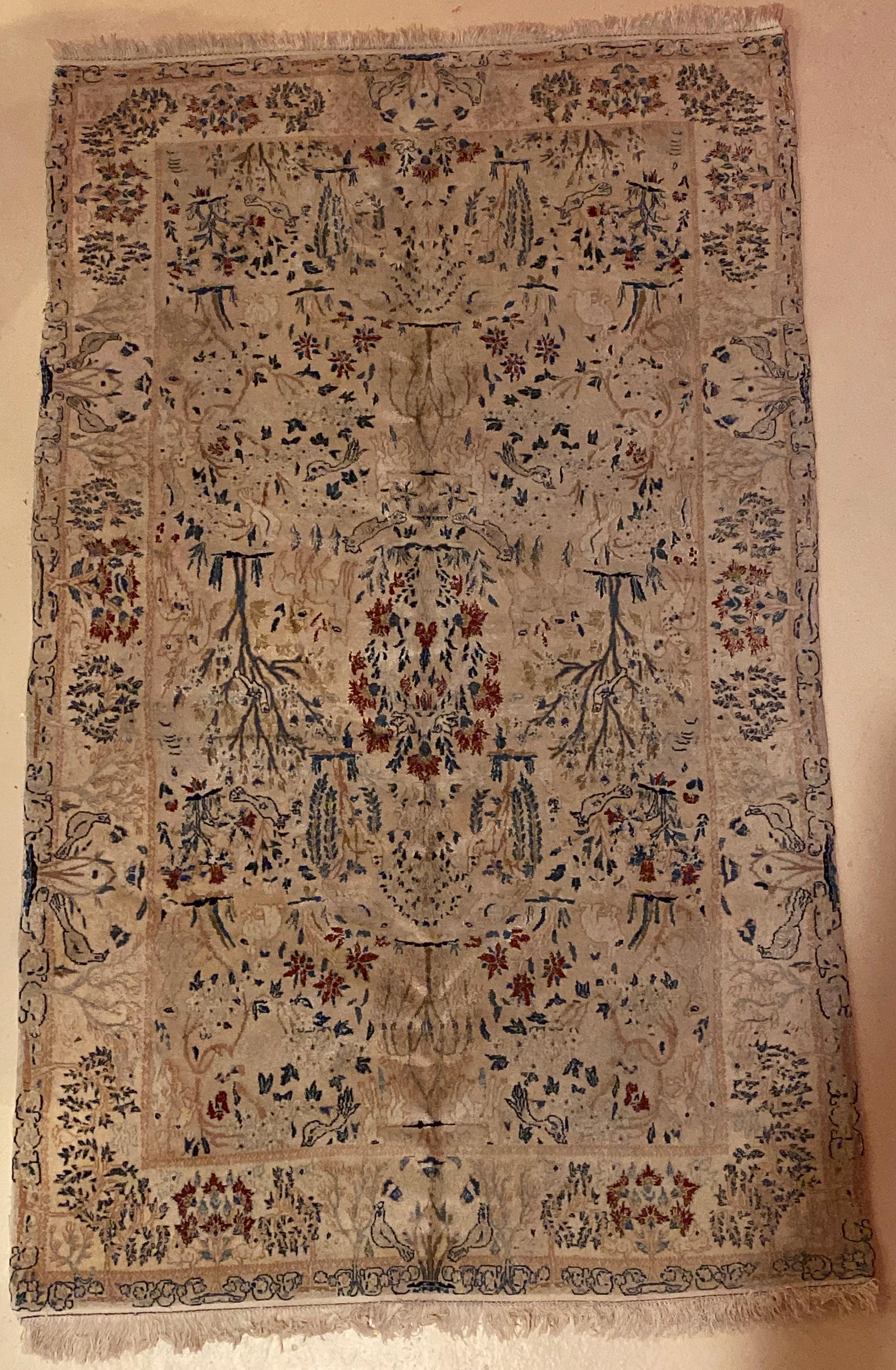 Kashan 1970s Pakistani Wool Handwoven Carpet For Sale
