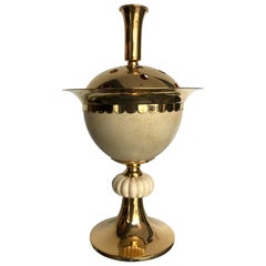 1970s Potpourri Holder in Gilt Metal with Real Ostrich Egg by Christian Dior