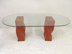 1970s Red Bamboo and Glass Dining Table by McGuire