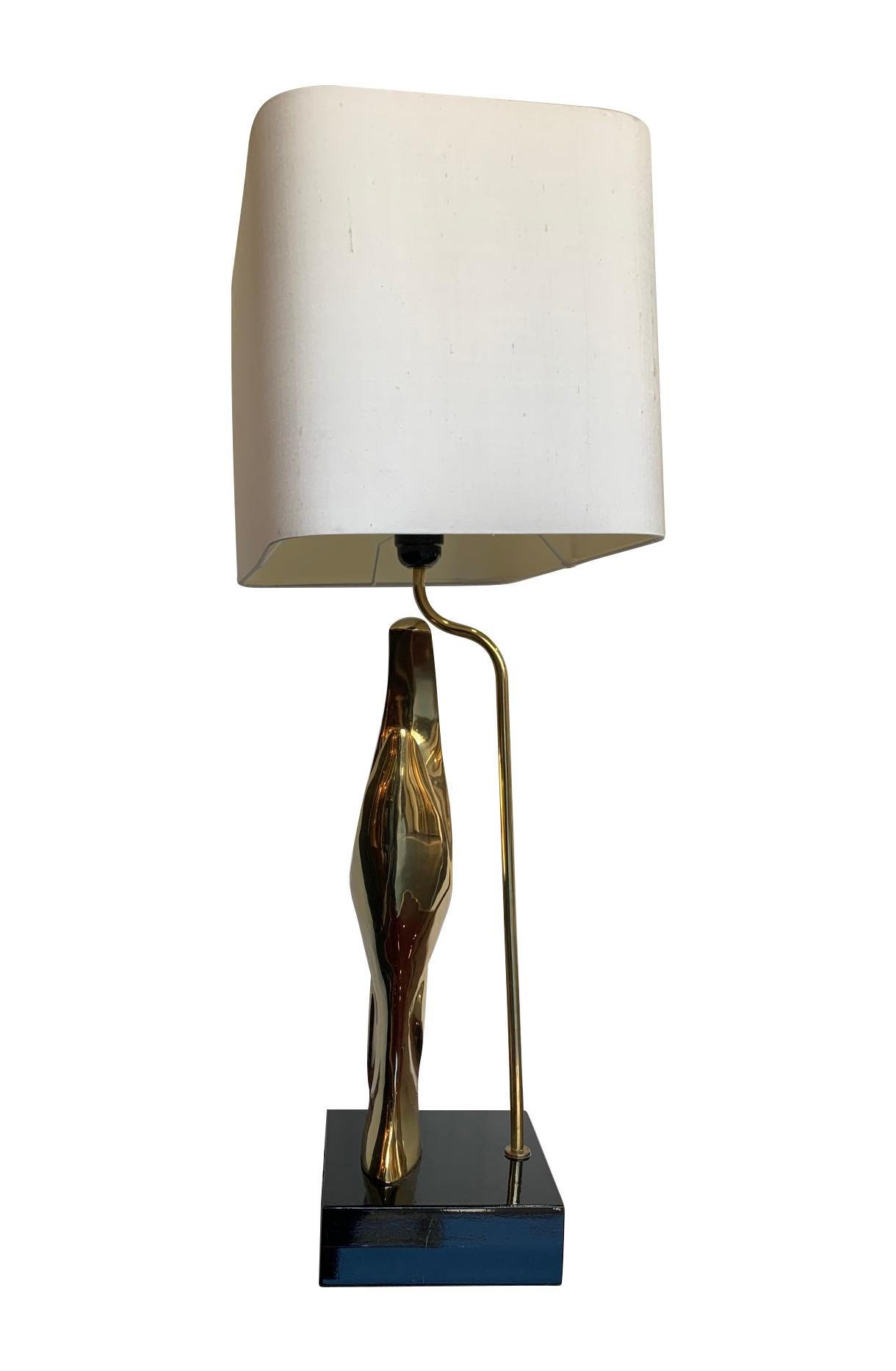 1970s Sculptural Lamp in the Style of Alain Chervet with Black Lacquered Base 4