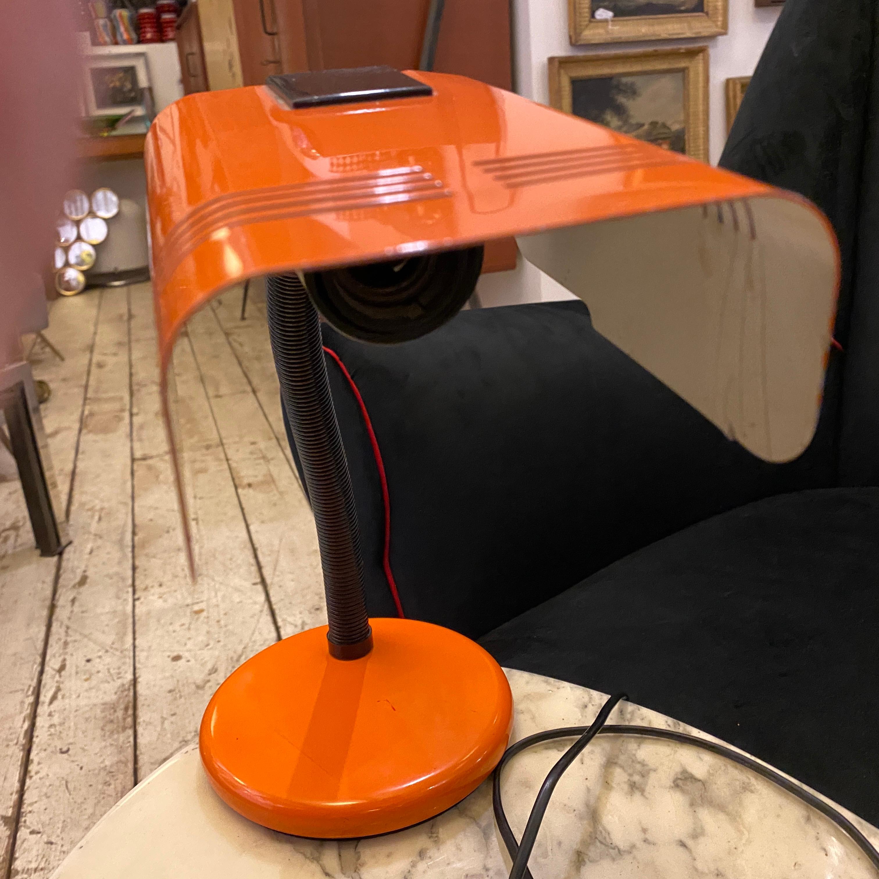 20th Century 1970s Targetti Space Age Orange and Black Italian Table Lamp