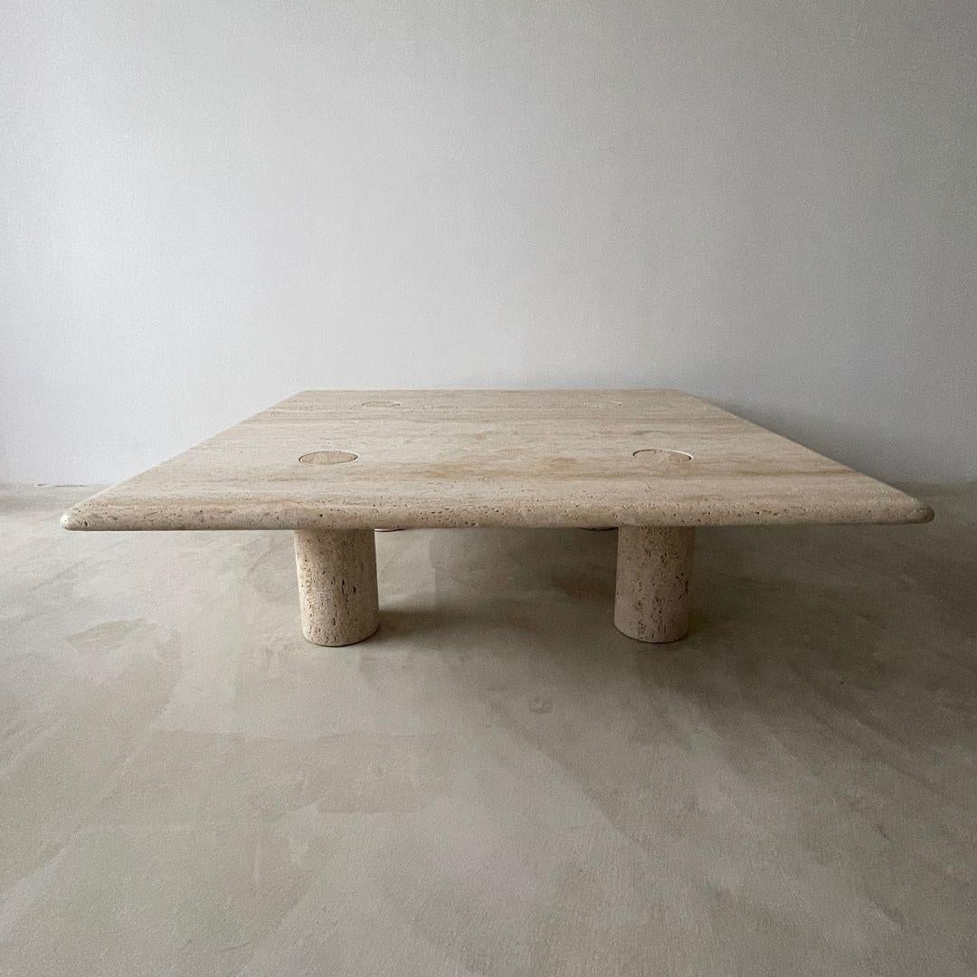 Italian A 1970s Travertine Coffee Table by Angelo Mangiarotti, Made by Up & UP, Italy