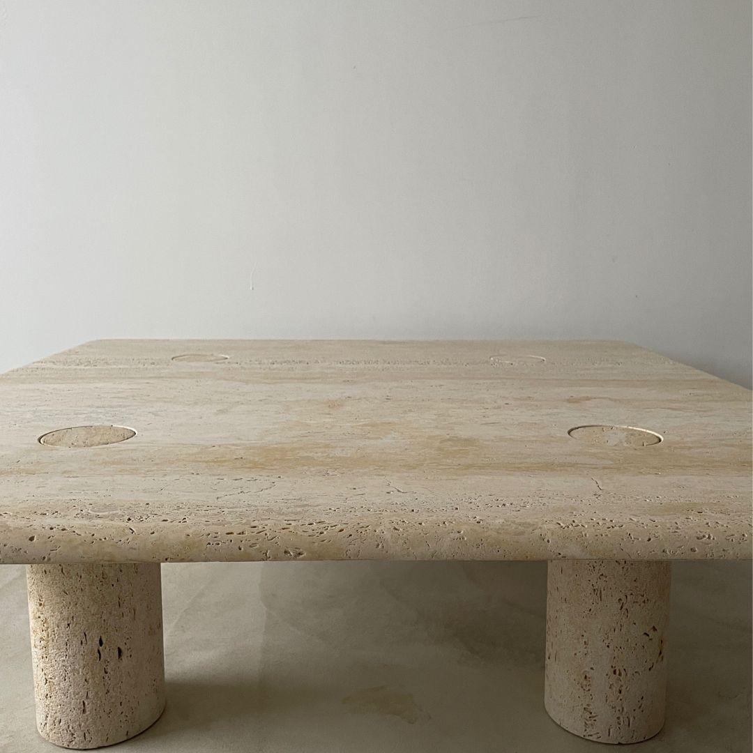 Late 20th Century A 1970s Travertine Coffee Table by Angelo Mangiarotti, Made by Up & UP, Italy