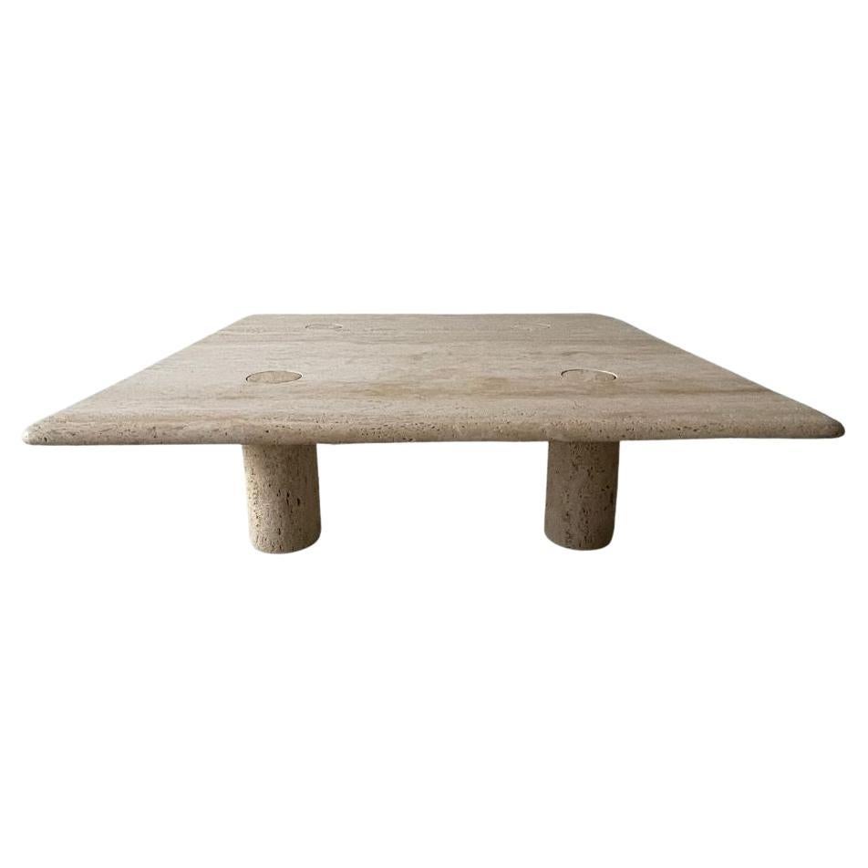 A 1970s Travertine Coffee Table by Angelo Mangiarotti, Made by Up & UP, Italy