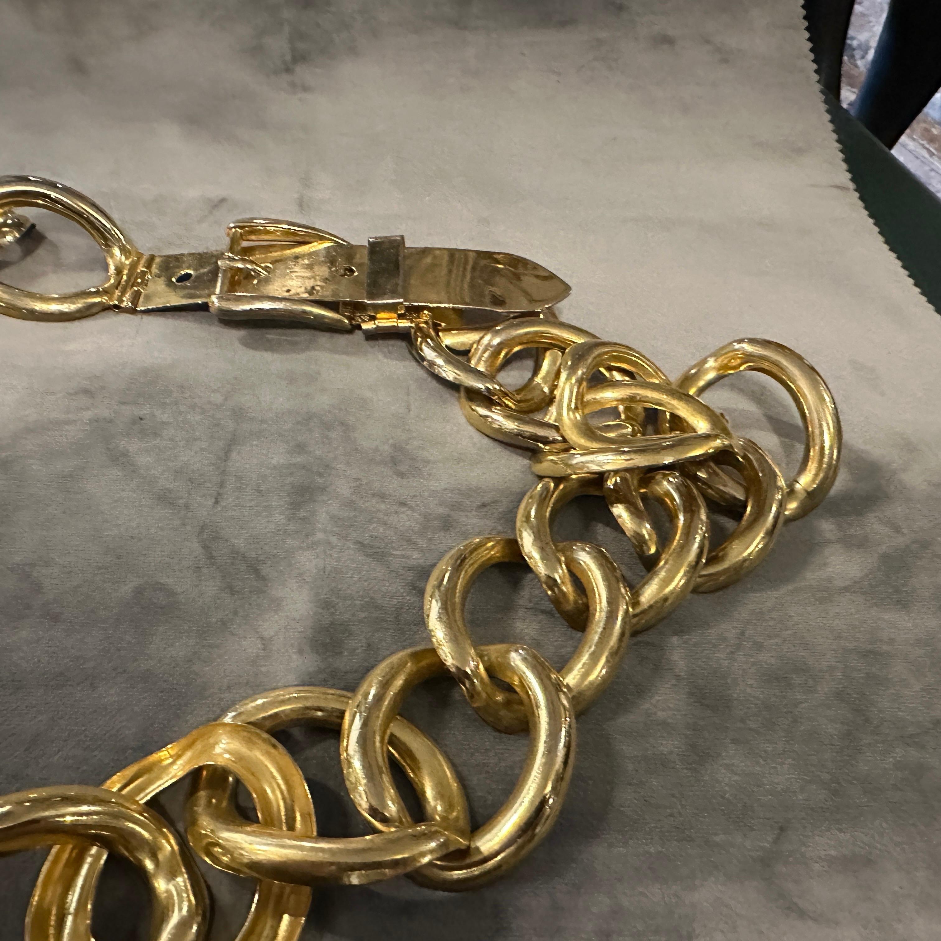 A 1970s Vintage Brass Statement Chain Italian Belt For Sale 5
