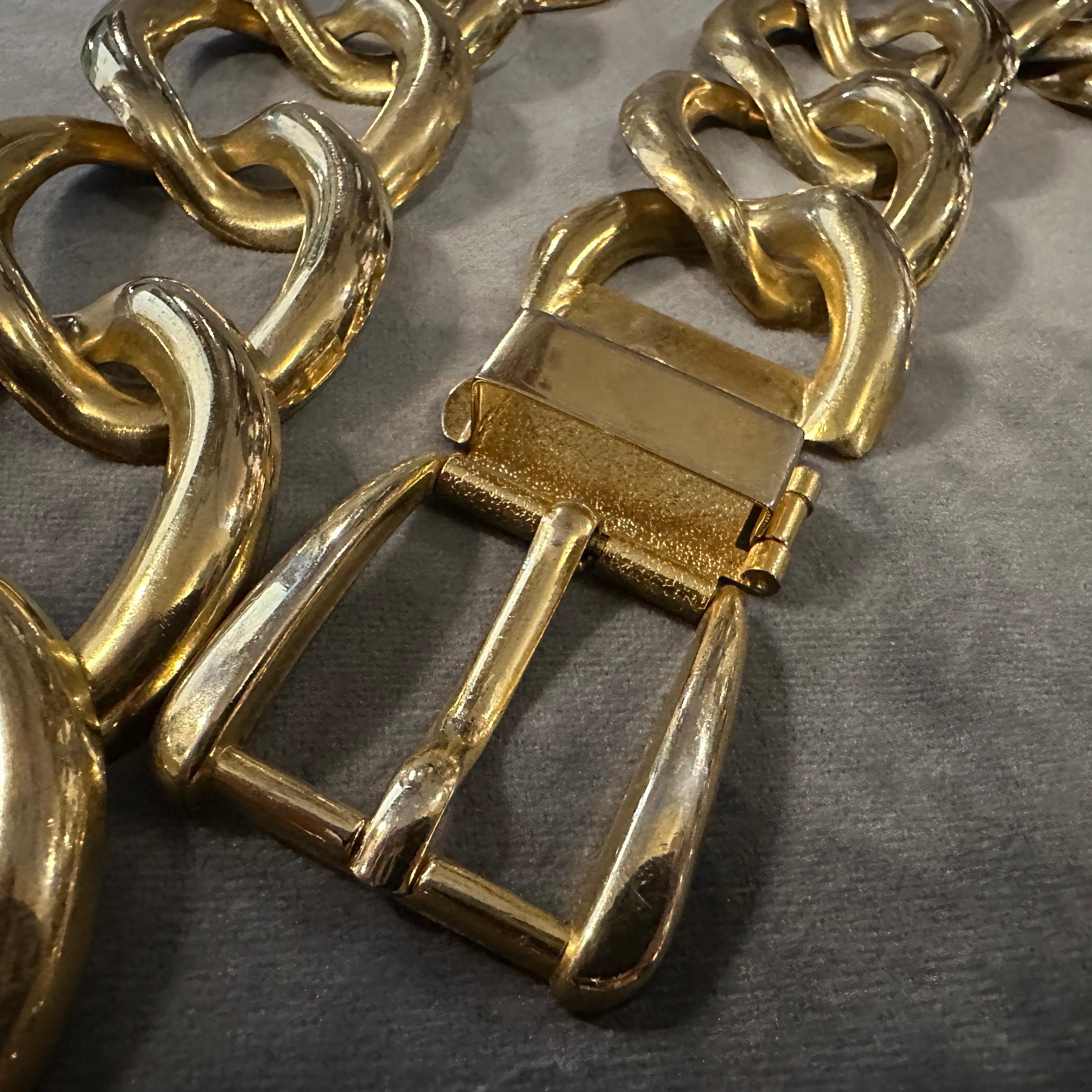 A 1970s Vintage Brass Statement Chain Italian Belt For Sale 6