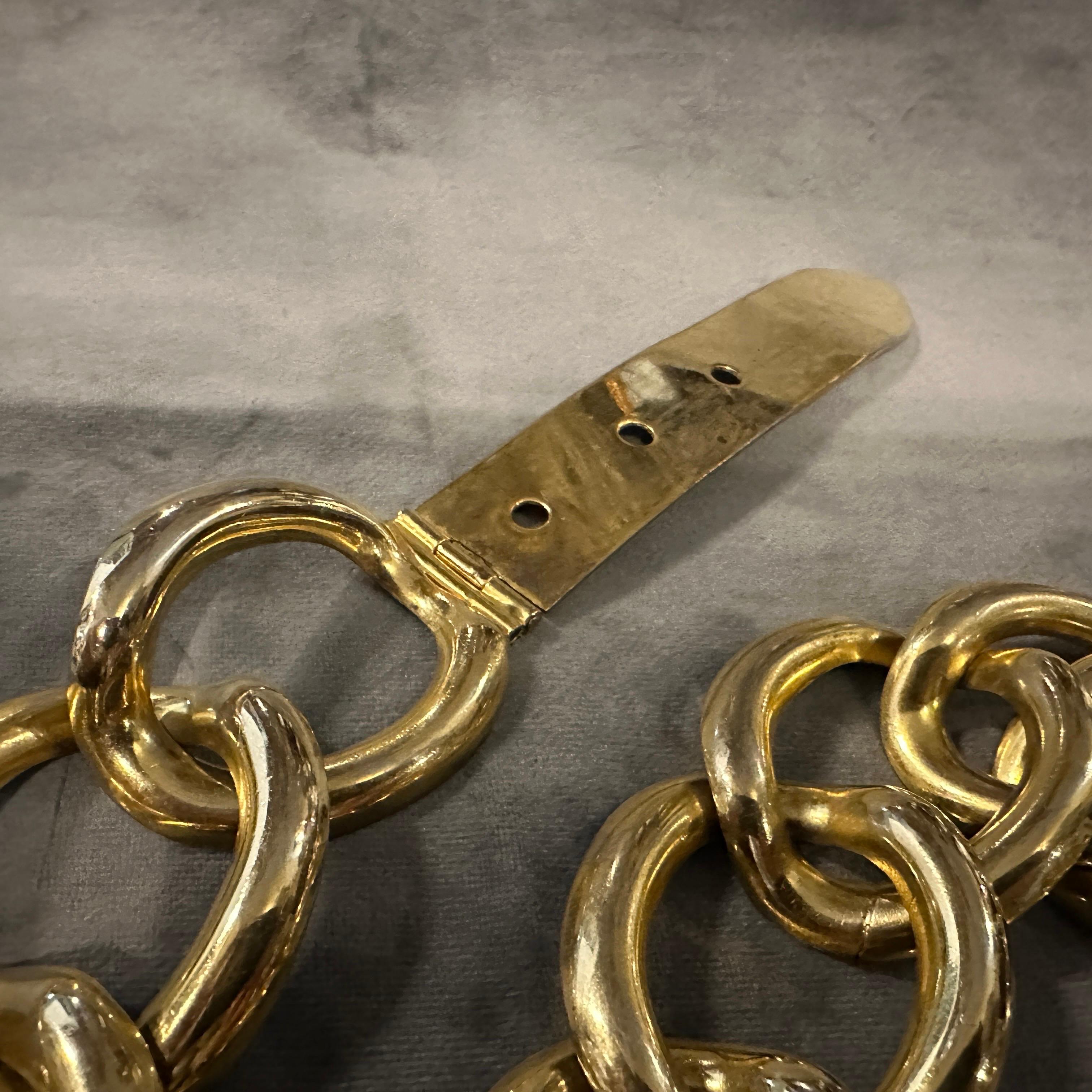A 1970s Vintage Brass Statement Chain Italian Belt For Sale 7