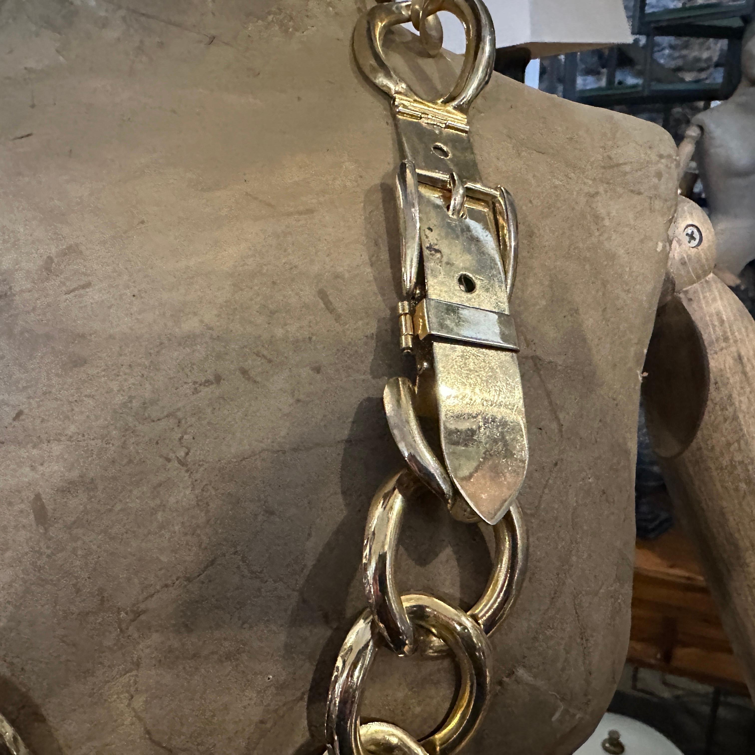 Women's A 1970s Vintage Brass Statement Chain Italian Belt For Sale