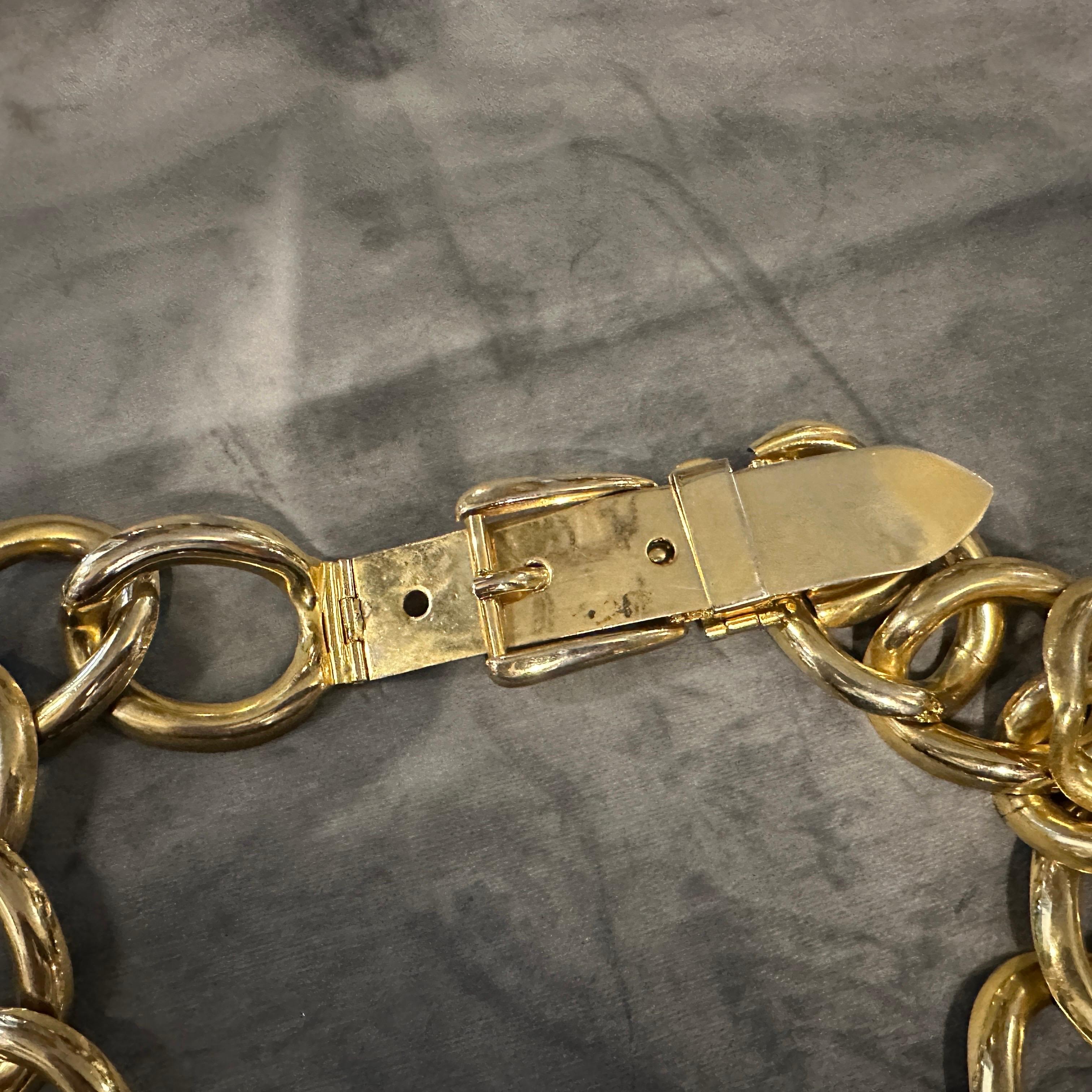 A 1970s Vintage Brass Statement Chain Italian Belt For Sale 1