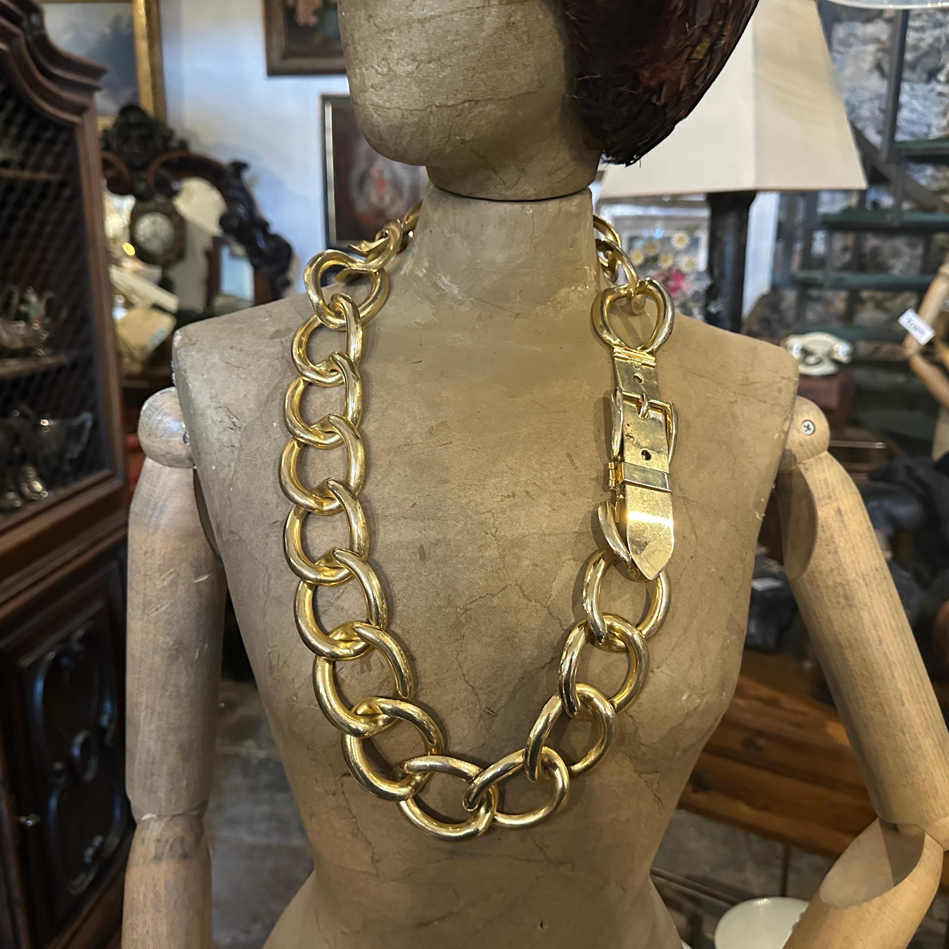 A 1970s Vintage Brass Statement Chain Italian Belt For Sale 2
