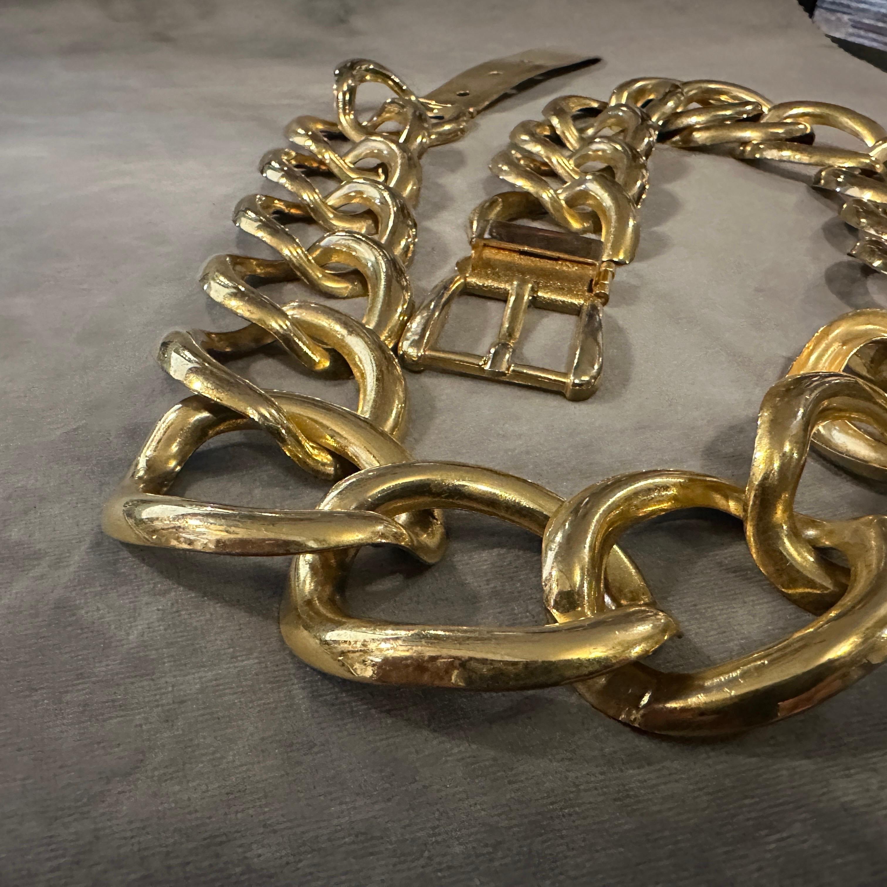 A 1970s Vintage Brass Statement Chain Italian Belt For Sale 3